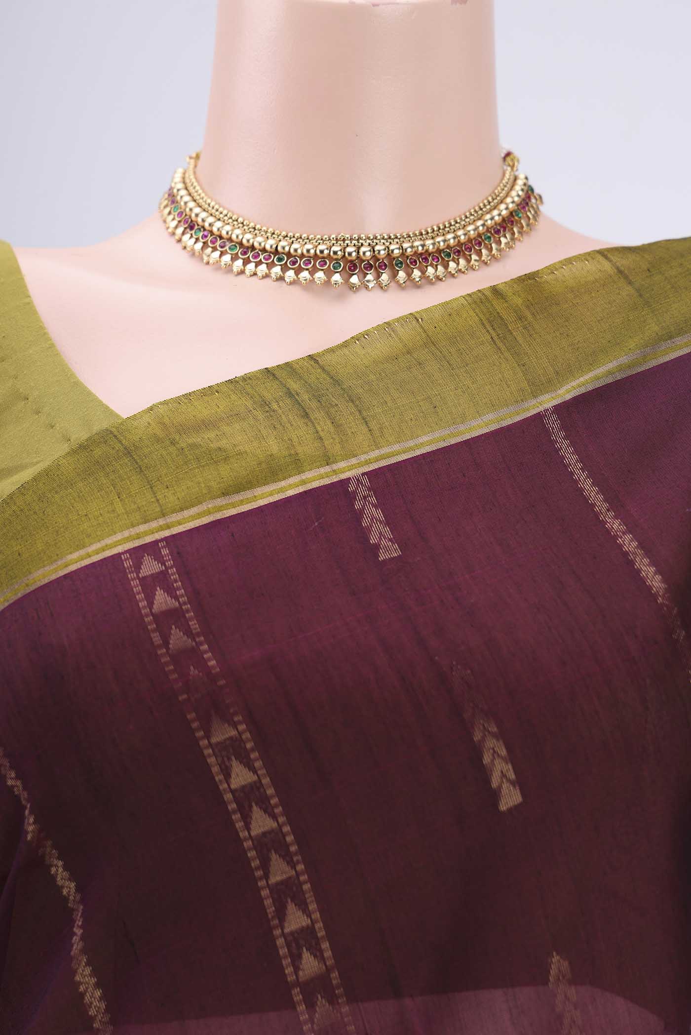 Coffee Brown Silk Cotton Saree - Image 2