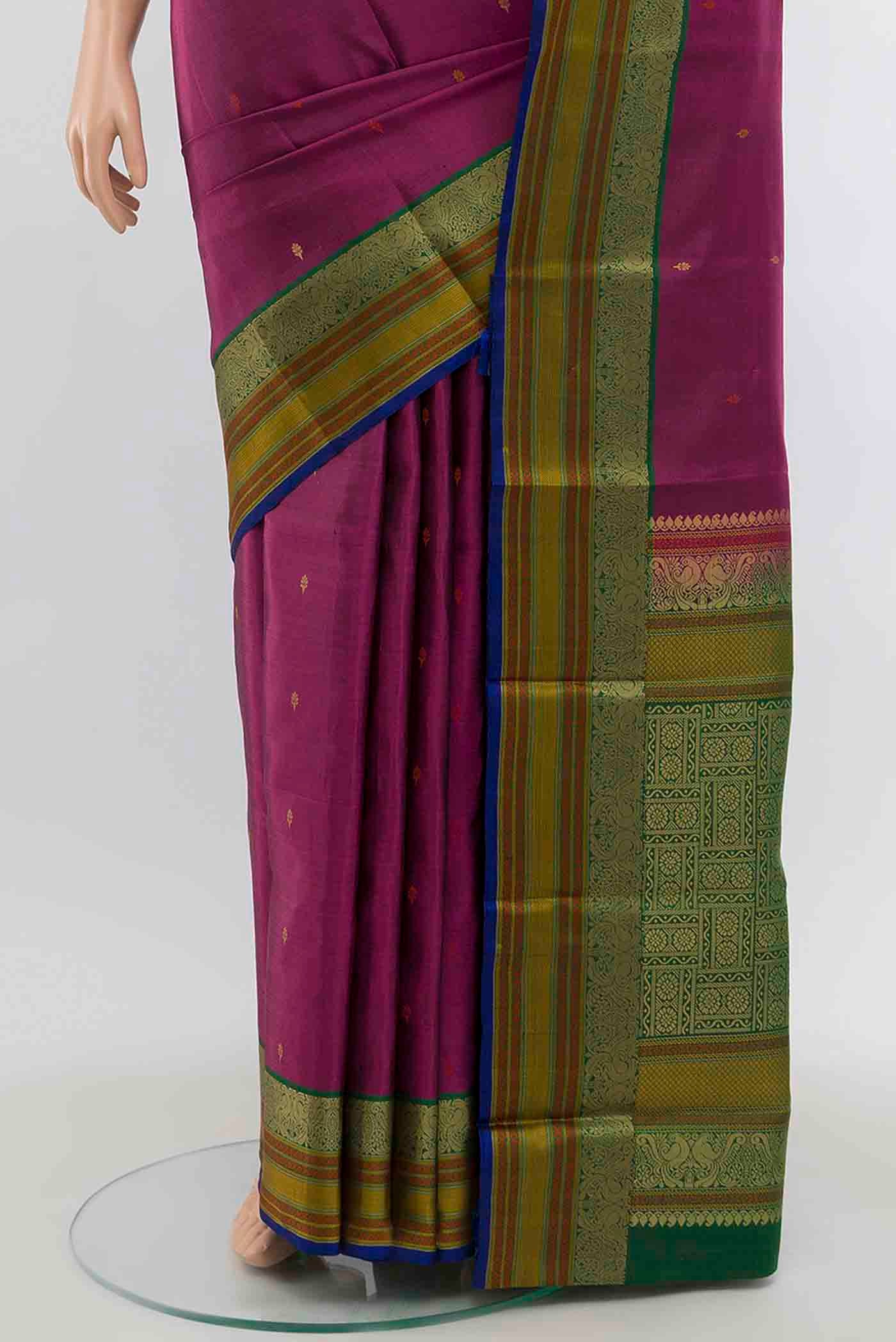 Magenta Soft Silk Saree - Image 3