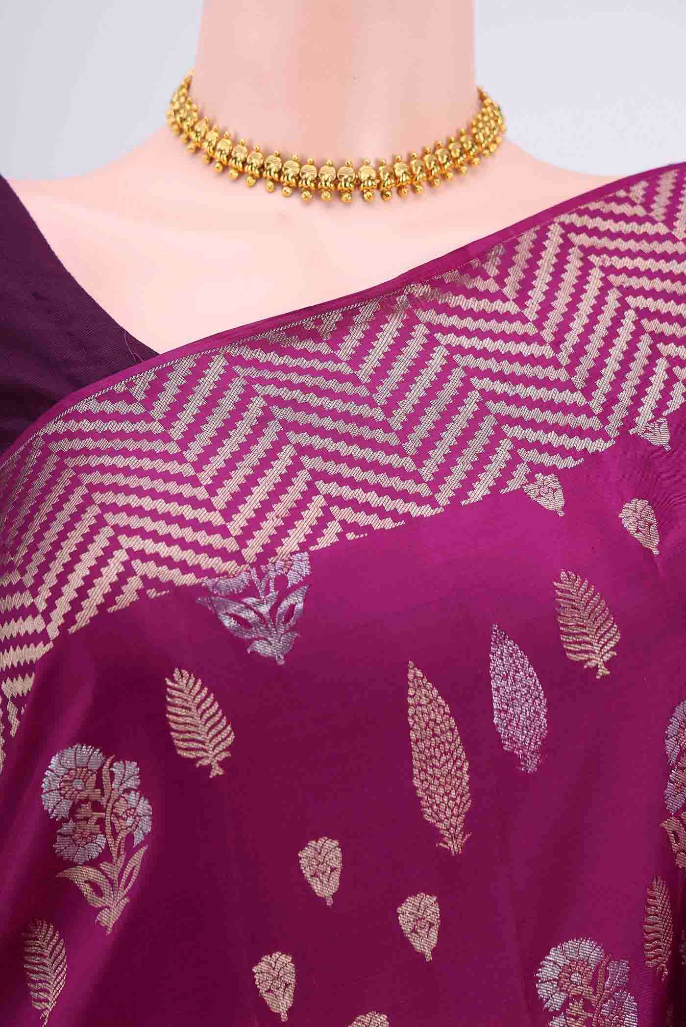 Magenta Soft Silk Saree - Image 2