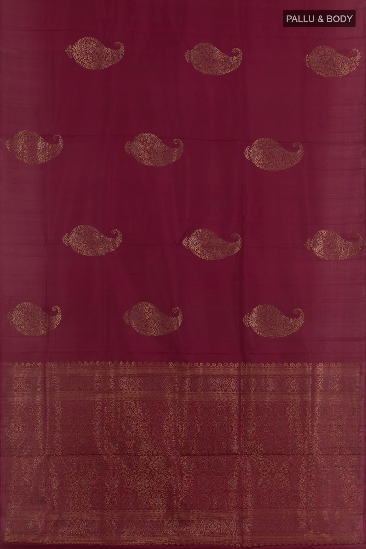 Maroon Soft Silk Saree - Image 3