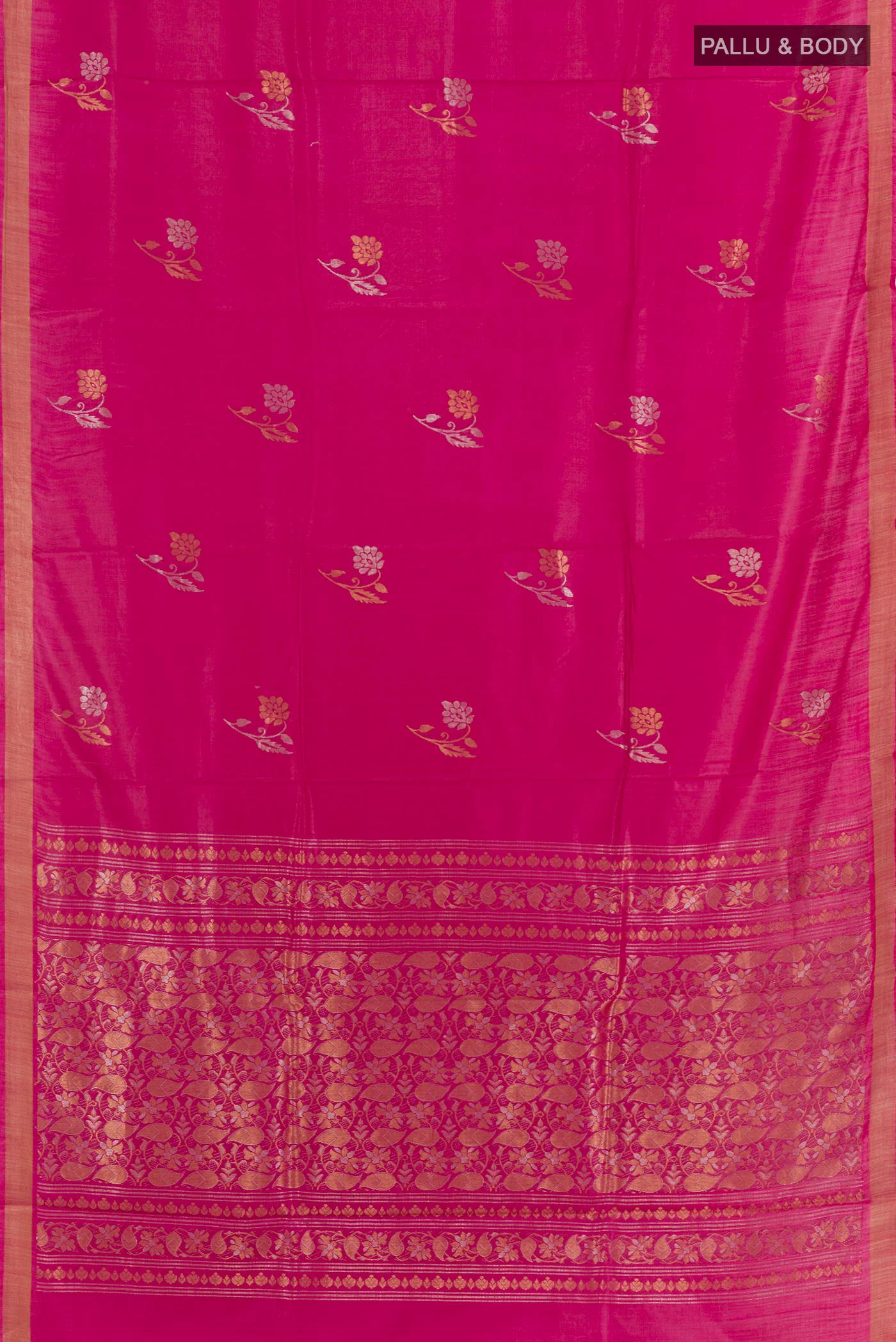 Pink Tussar Silk Saree - Image 3
