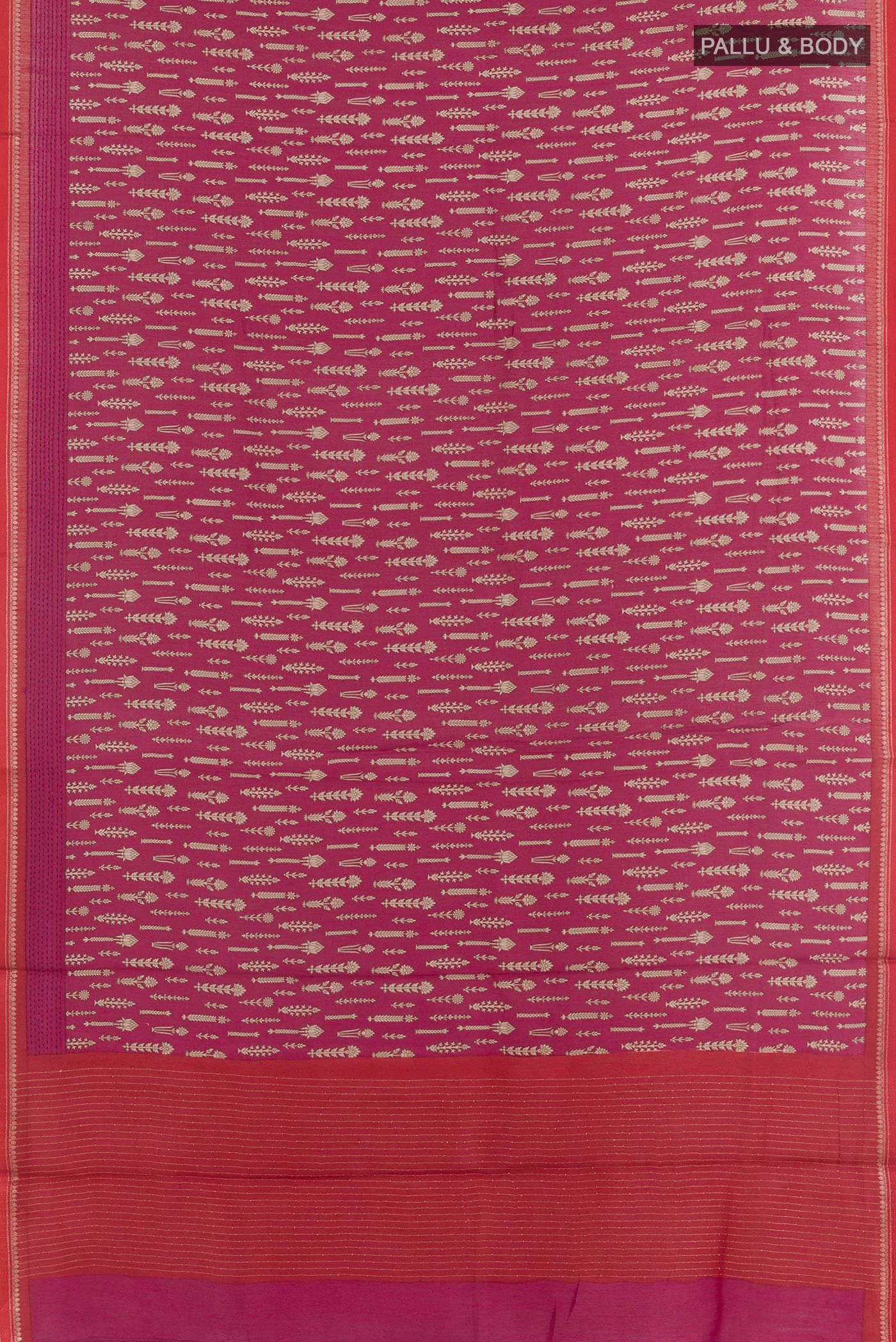 Magenta Tussar Silk Saree - Image 3