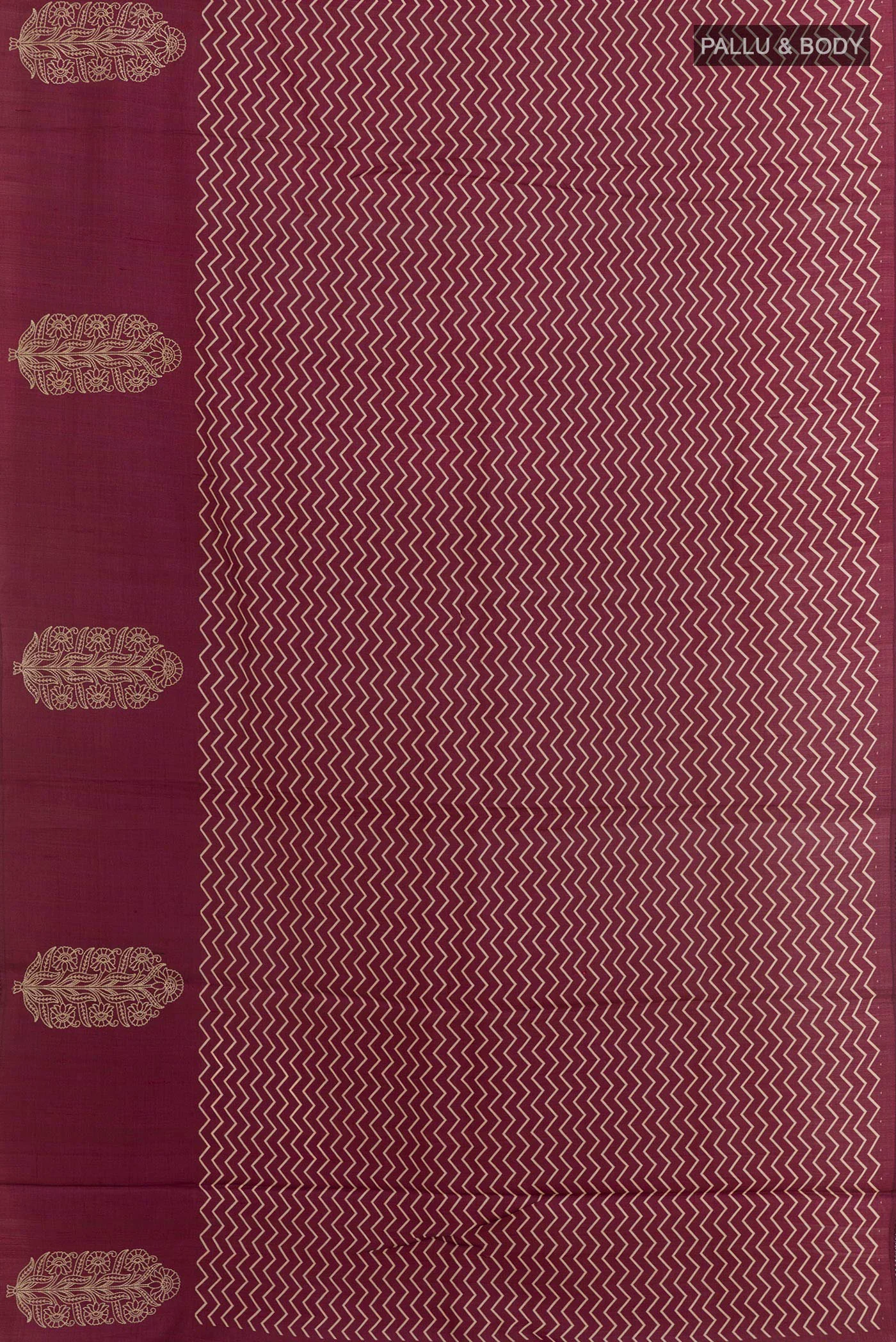 Magenta Tussar Silk Saree - Image 3