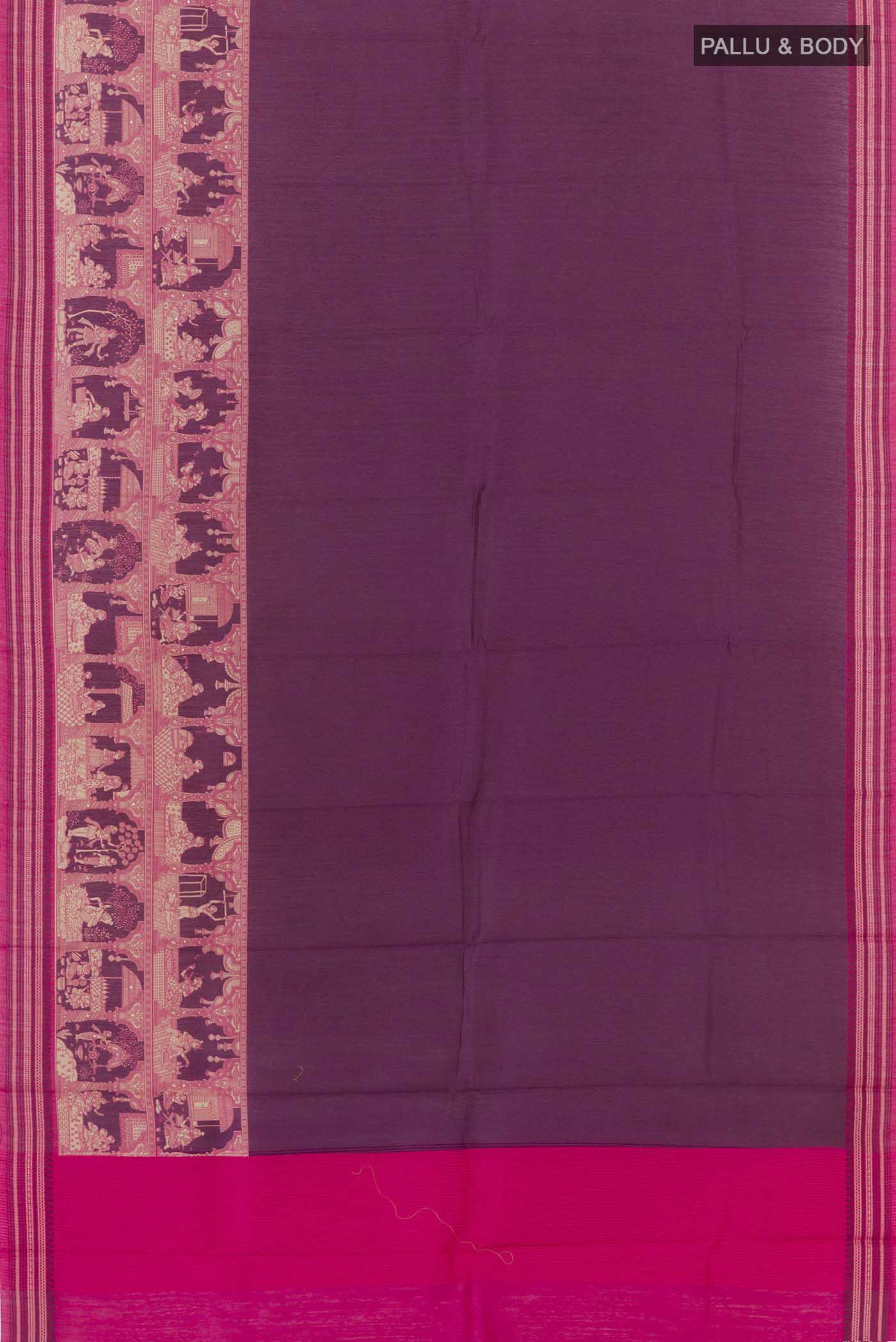 Magenta Tussar Saree - Image 4