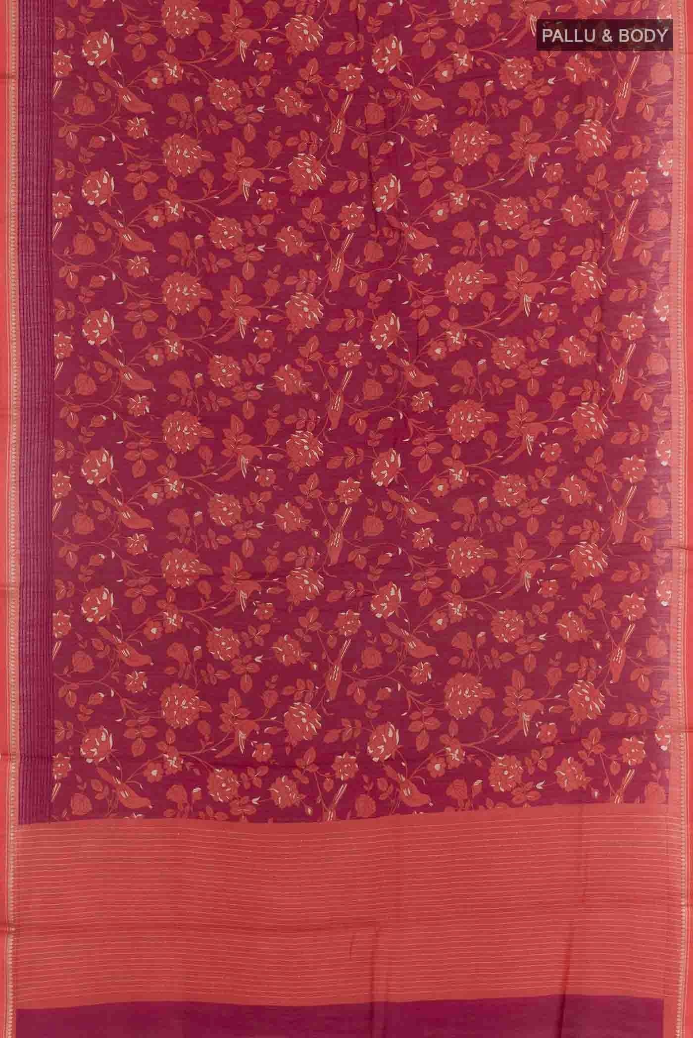 Magenta Tussar Silk Saree - Image 3