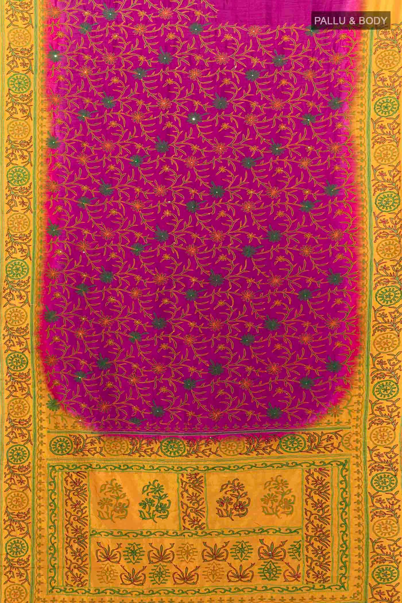 Magenta Tussar Silk Saree - Image 5