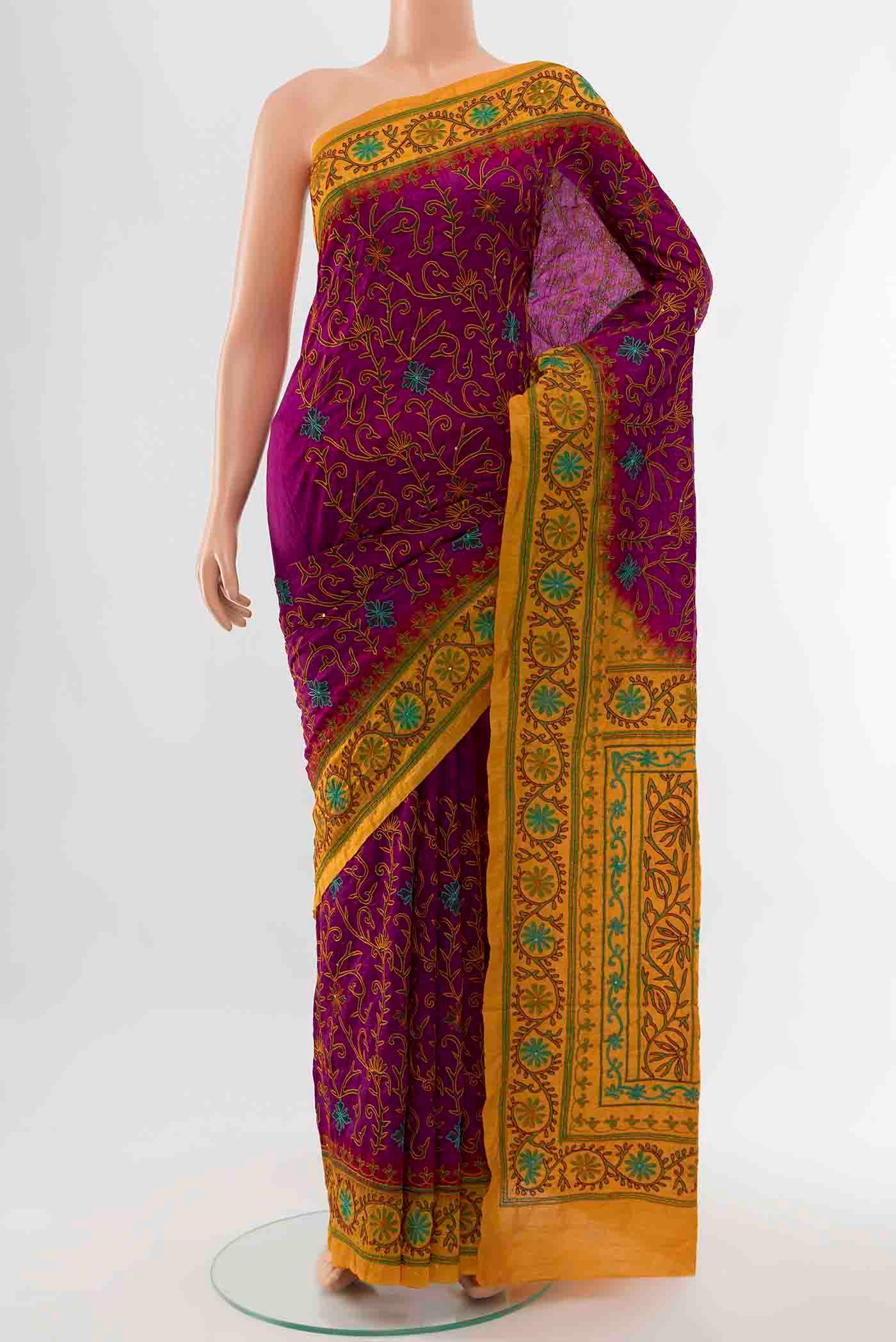 Magenta Tussar Silk Saree