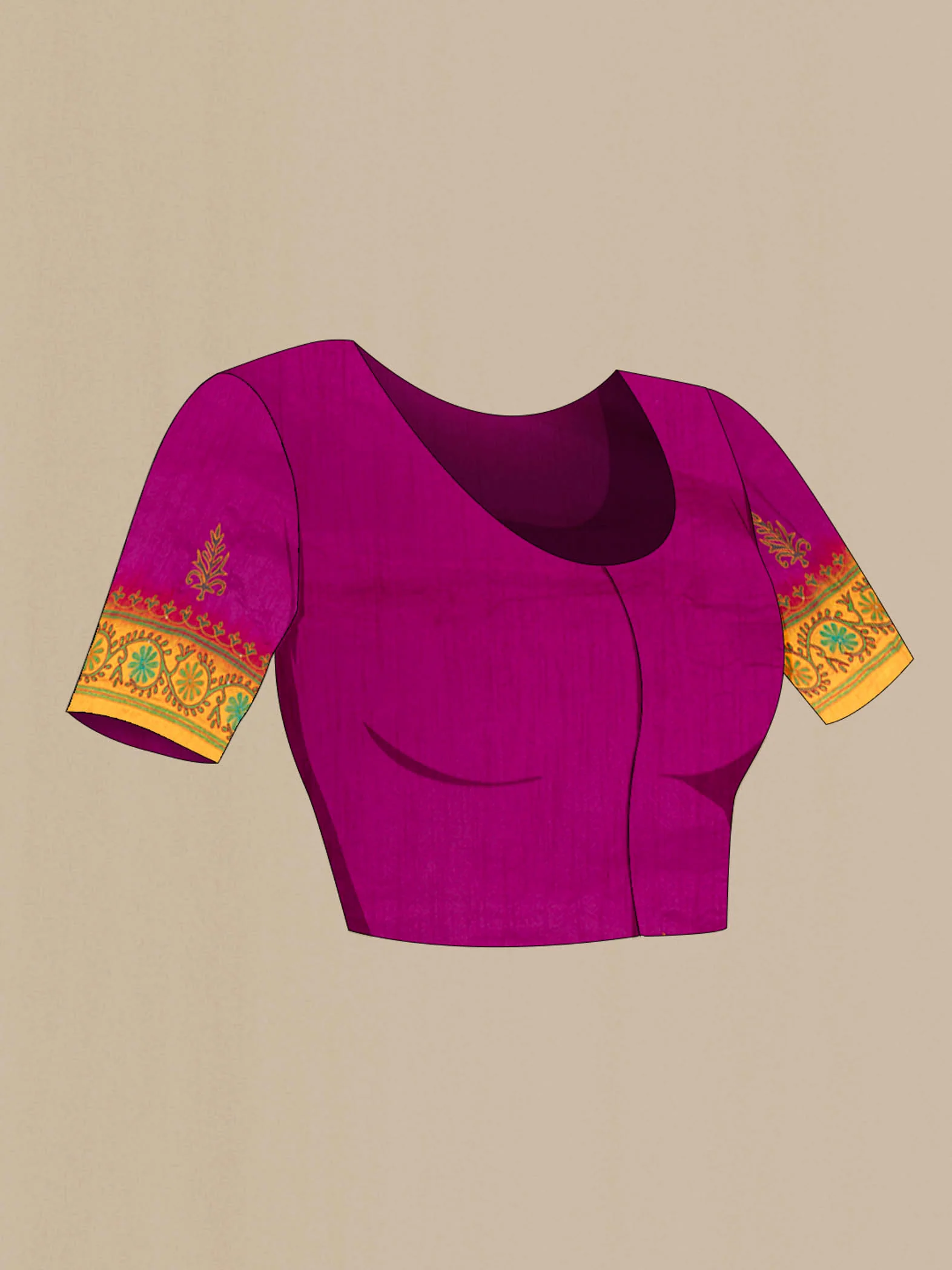 Magenta Tussar Silk Saree - Image 4