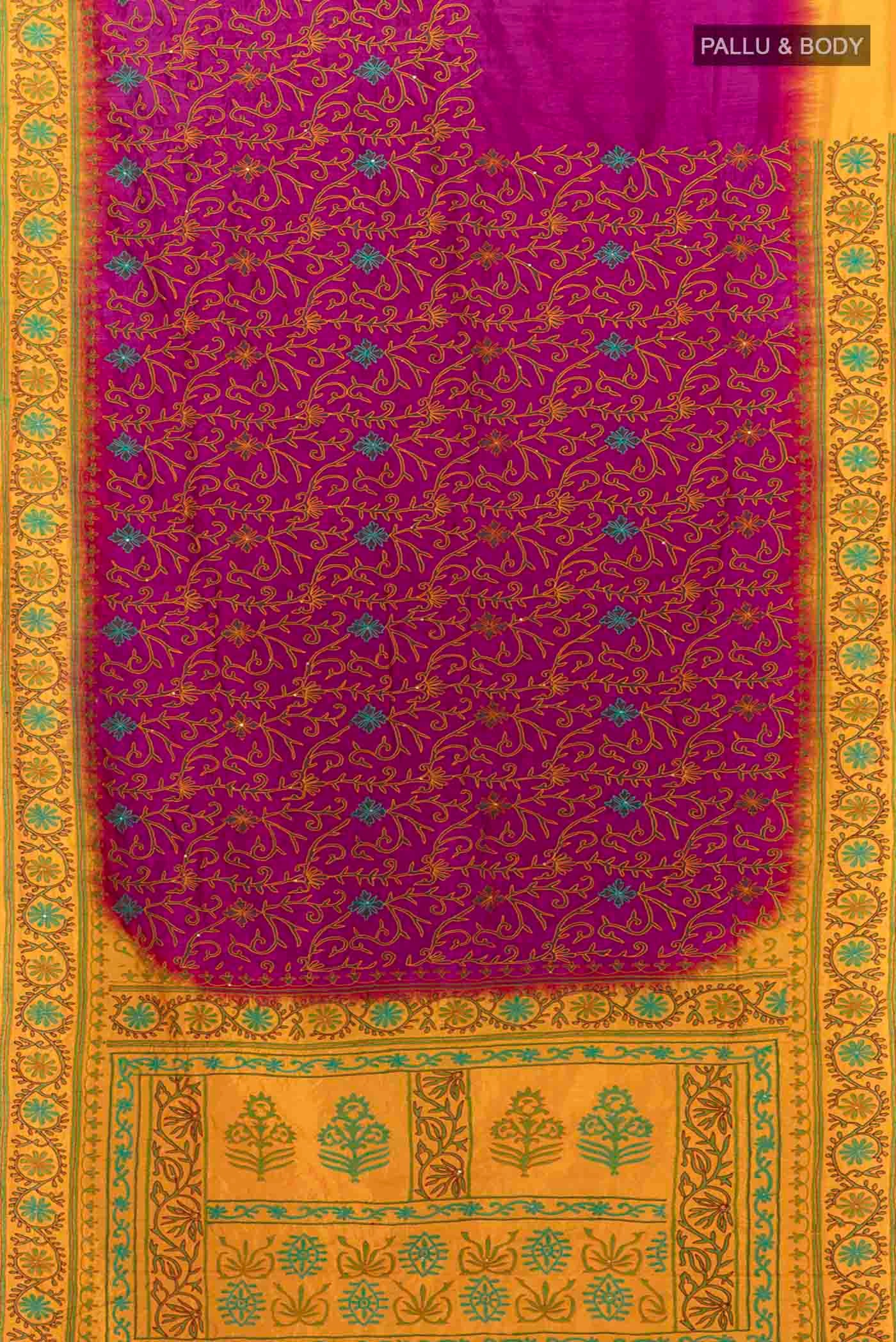 Magenta Tussar Silk Saree - Image 5