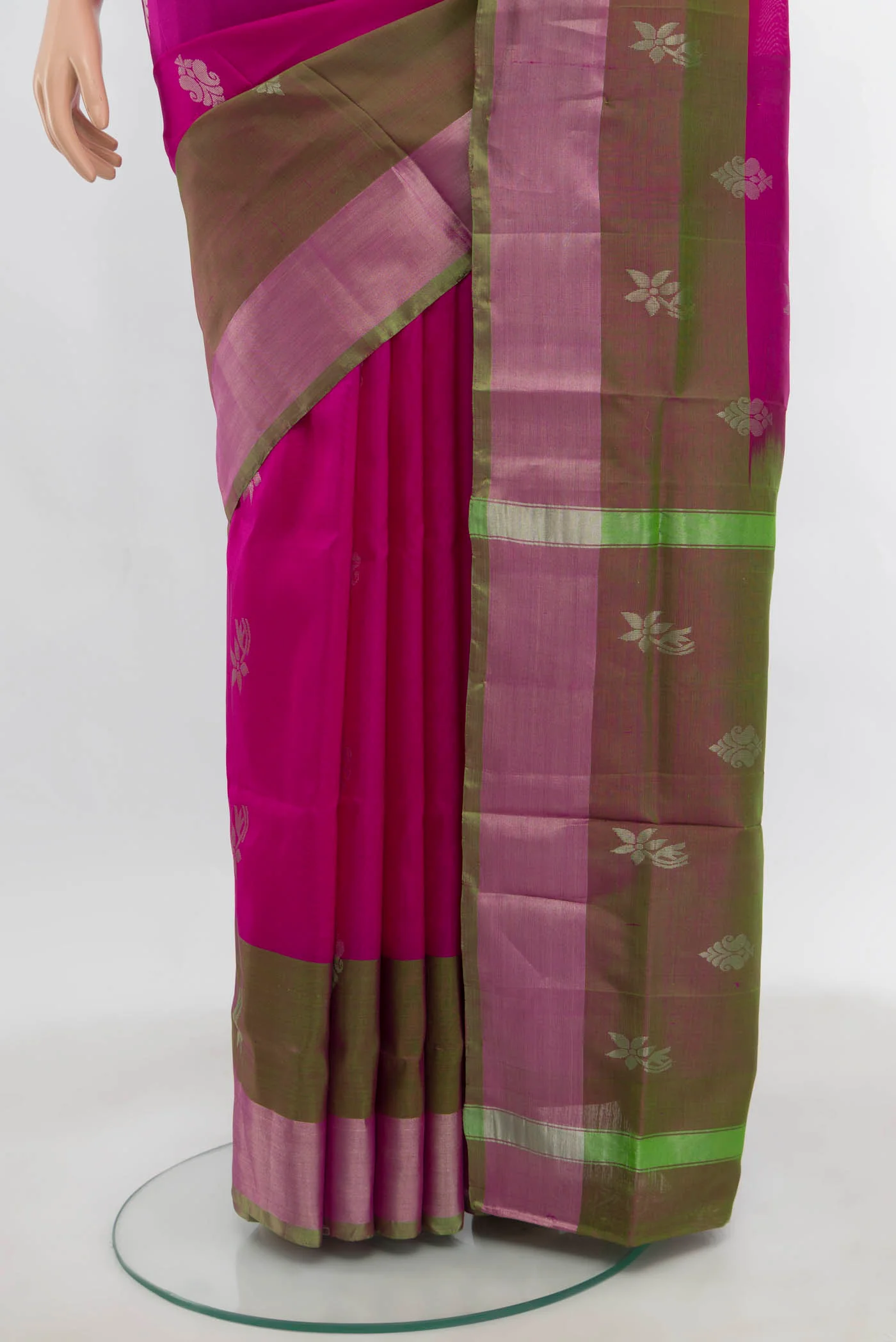 Rani Pink Uppada Silk Saree - Image 3