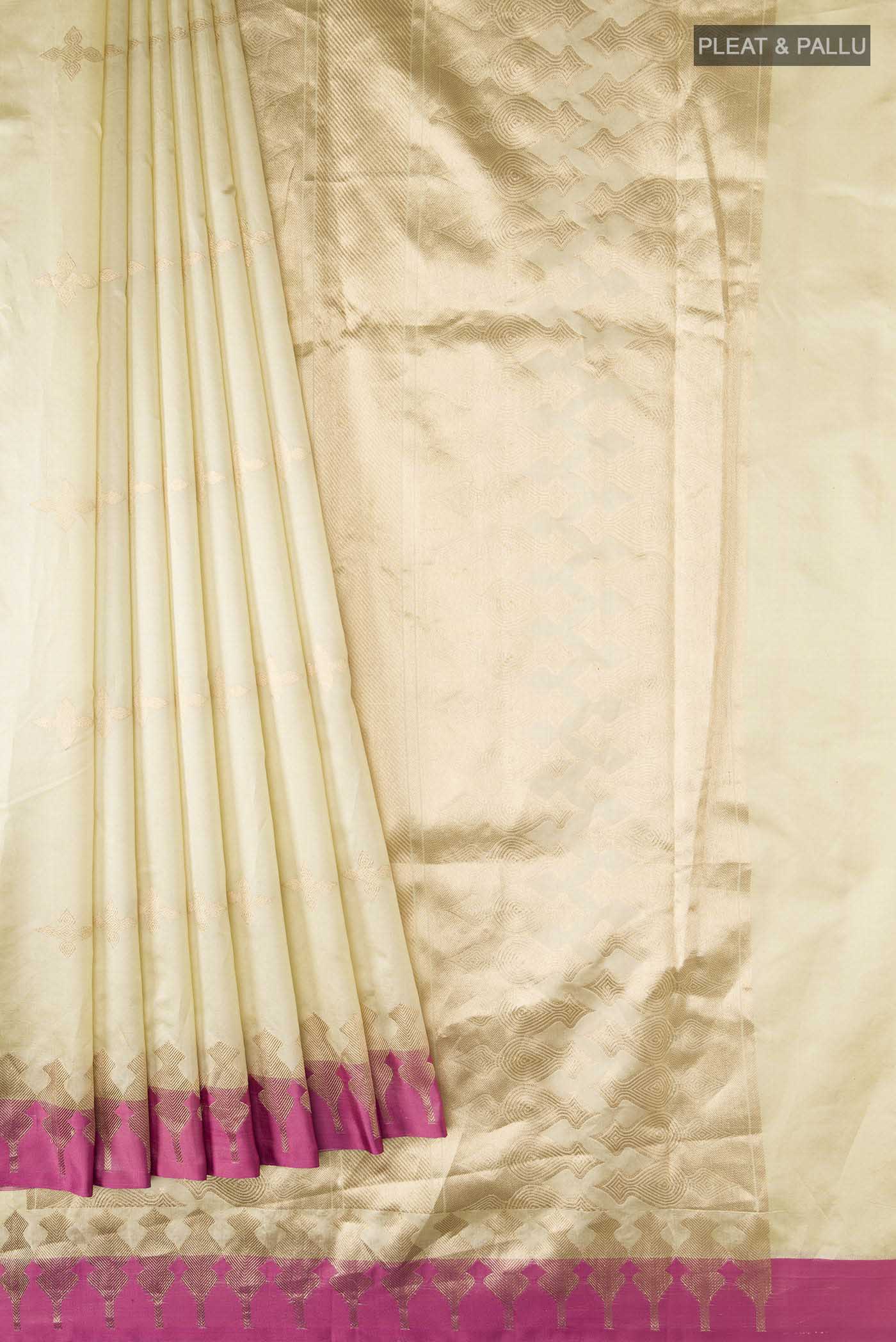 Mahima-Cream Banarasi Katan Silk Saree - Image 3