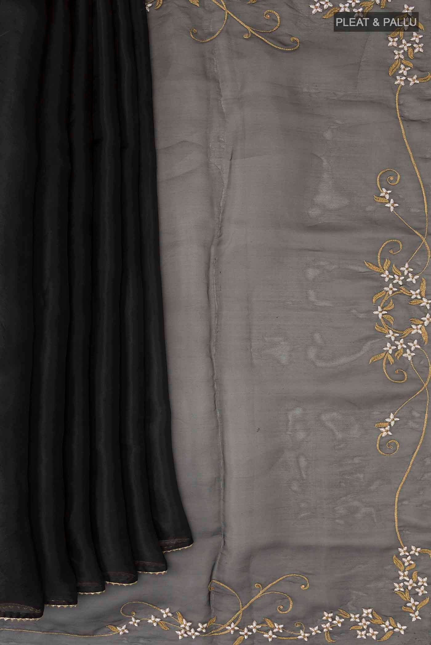 Mahira-Black Organza Silk Saree - Image 2