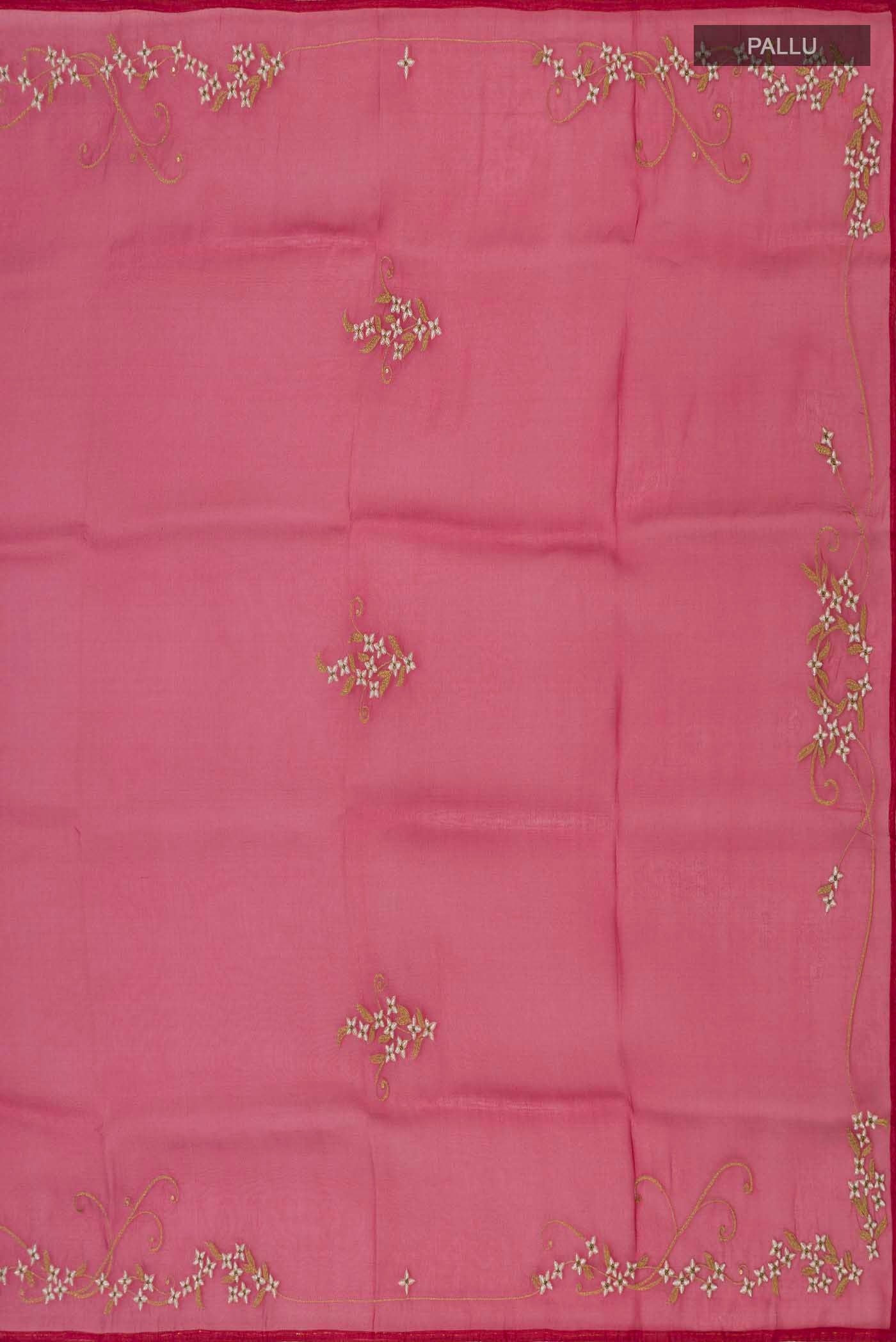 Mahira-Red Organza Silk Saree - Image 8