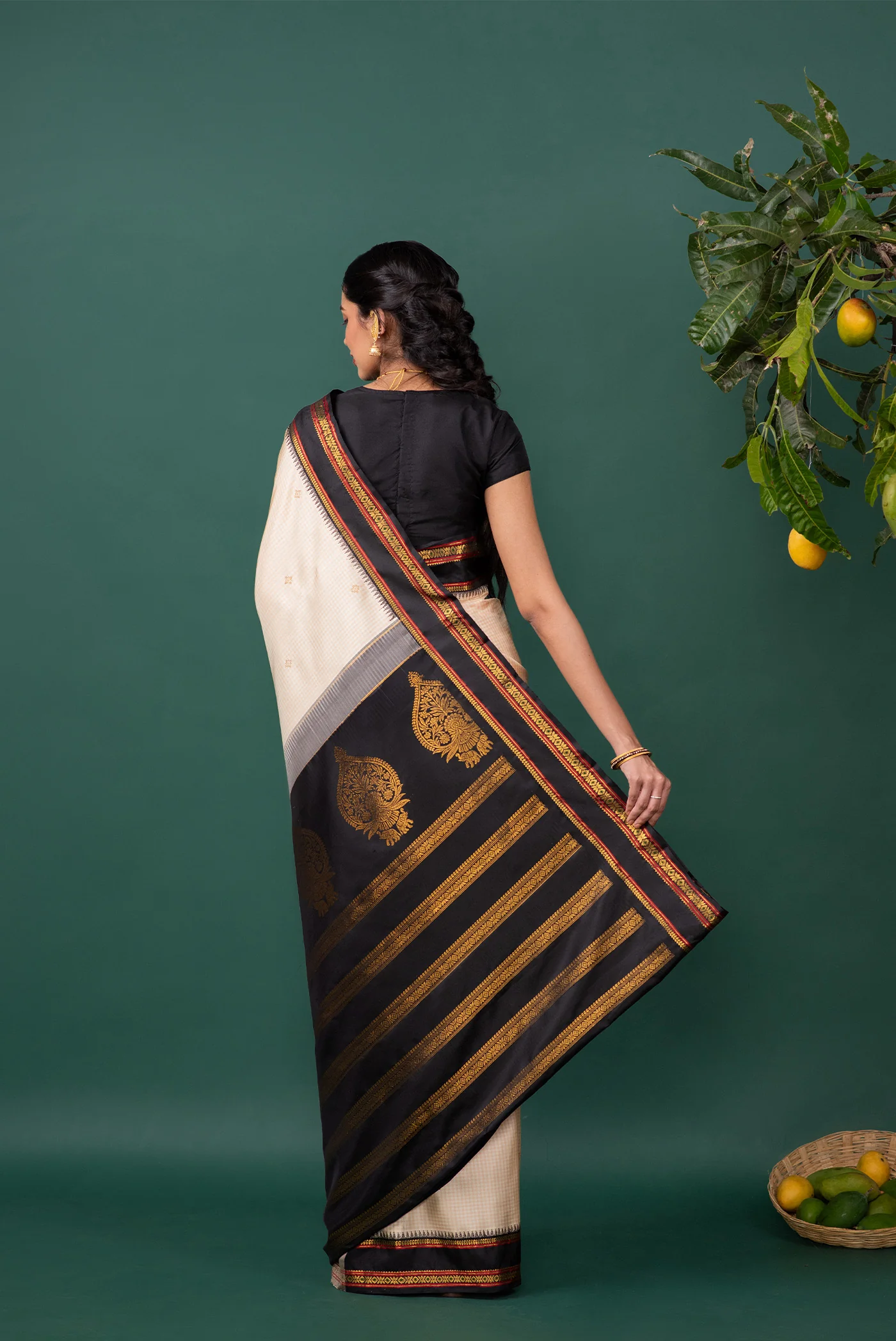 Malar - Cream Kanchipuram Silk Saree - Image 7