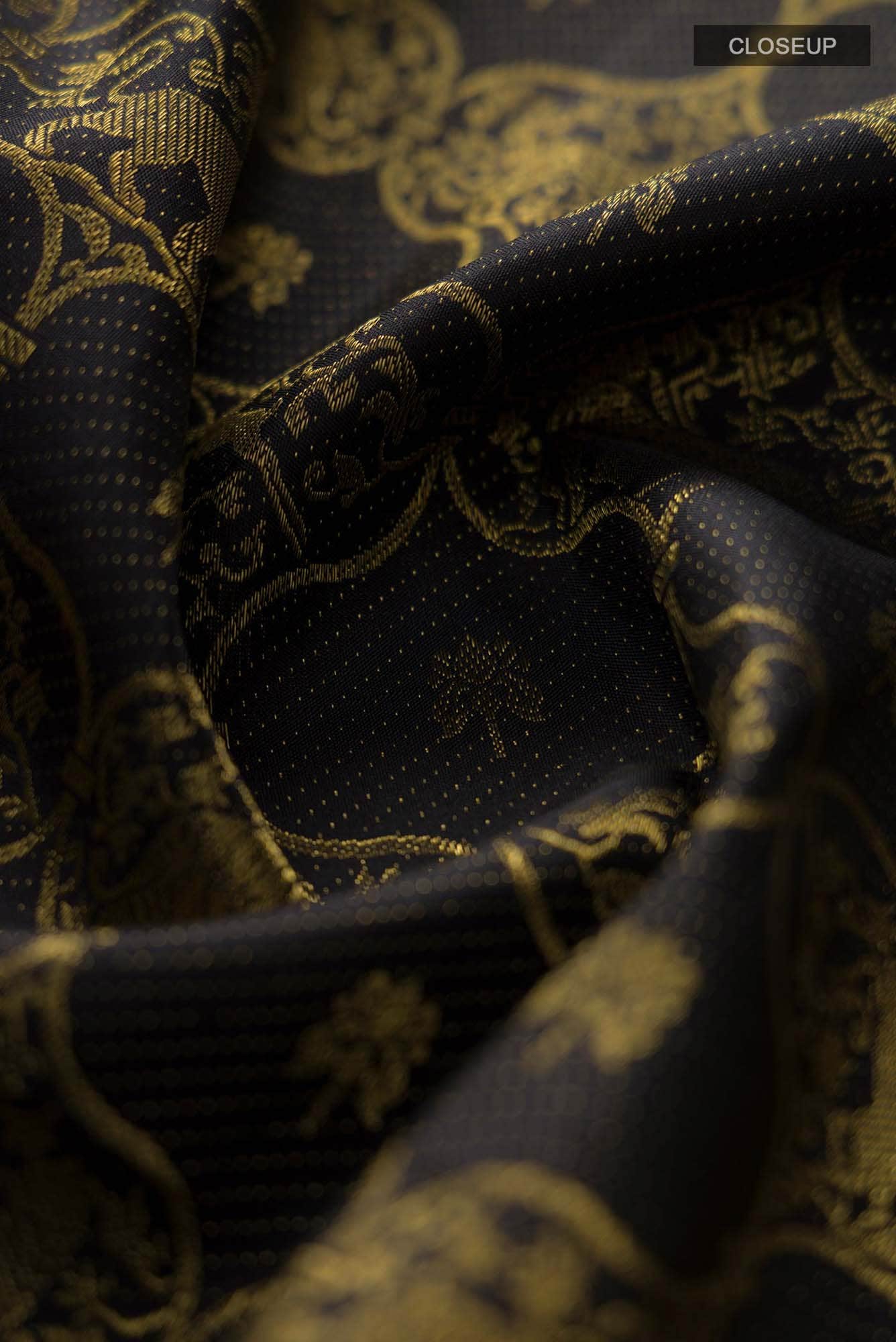 Malhar-Black Kanchipuram Silk Saree - Image 3