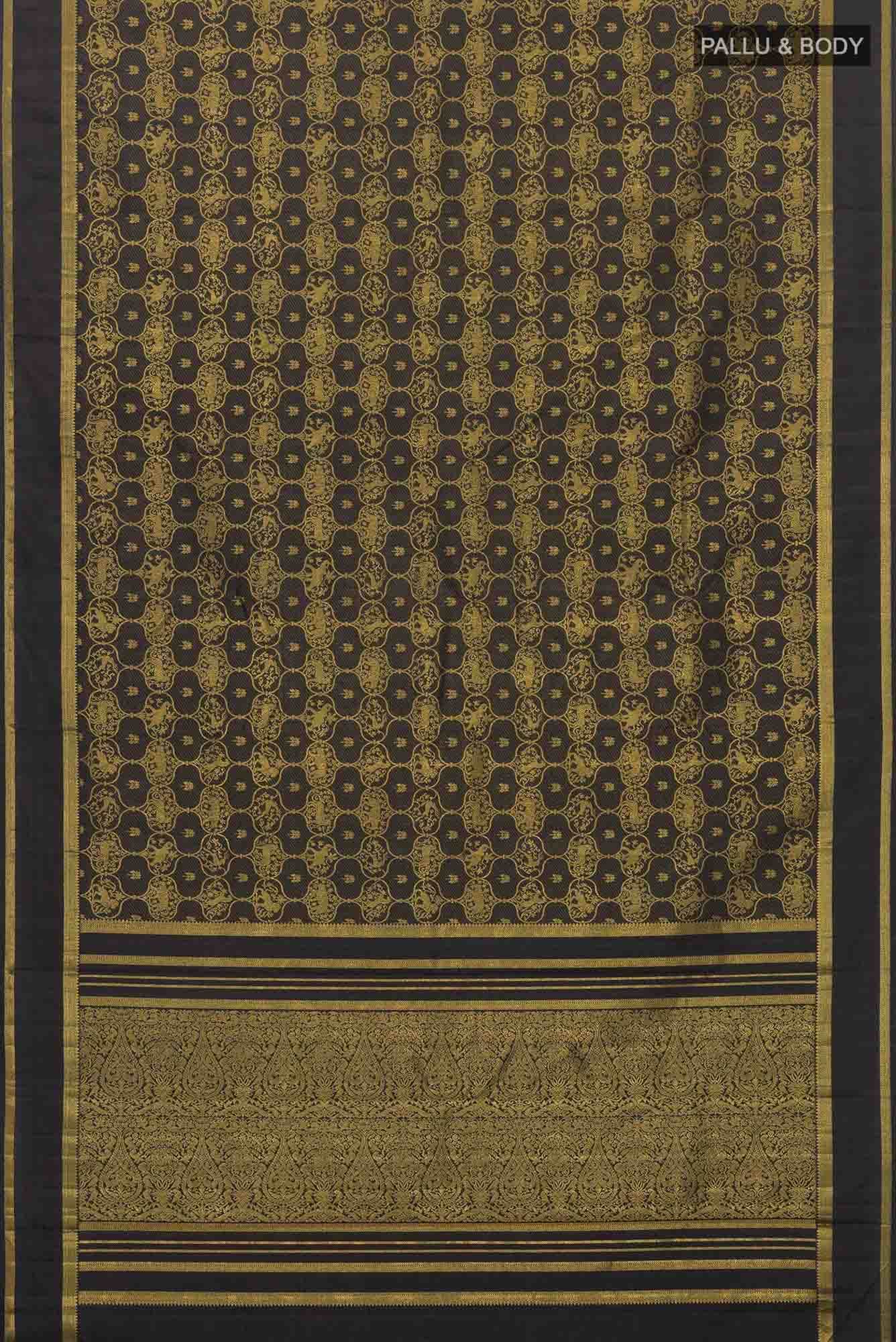 Malhar-Black Kanchipuram Silk Saree - Image 4