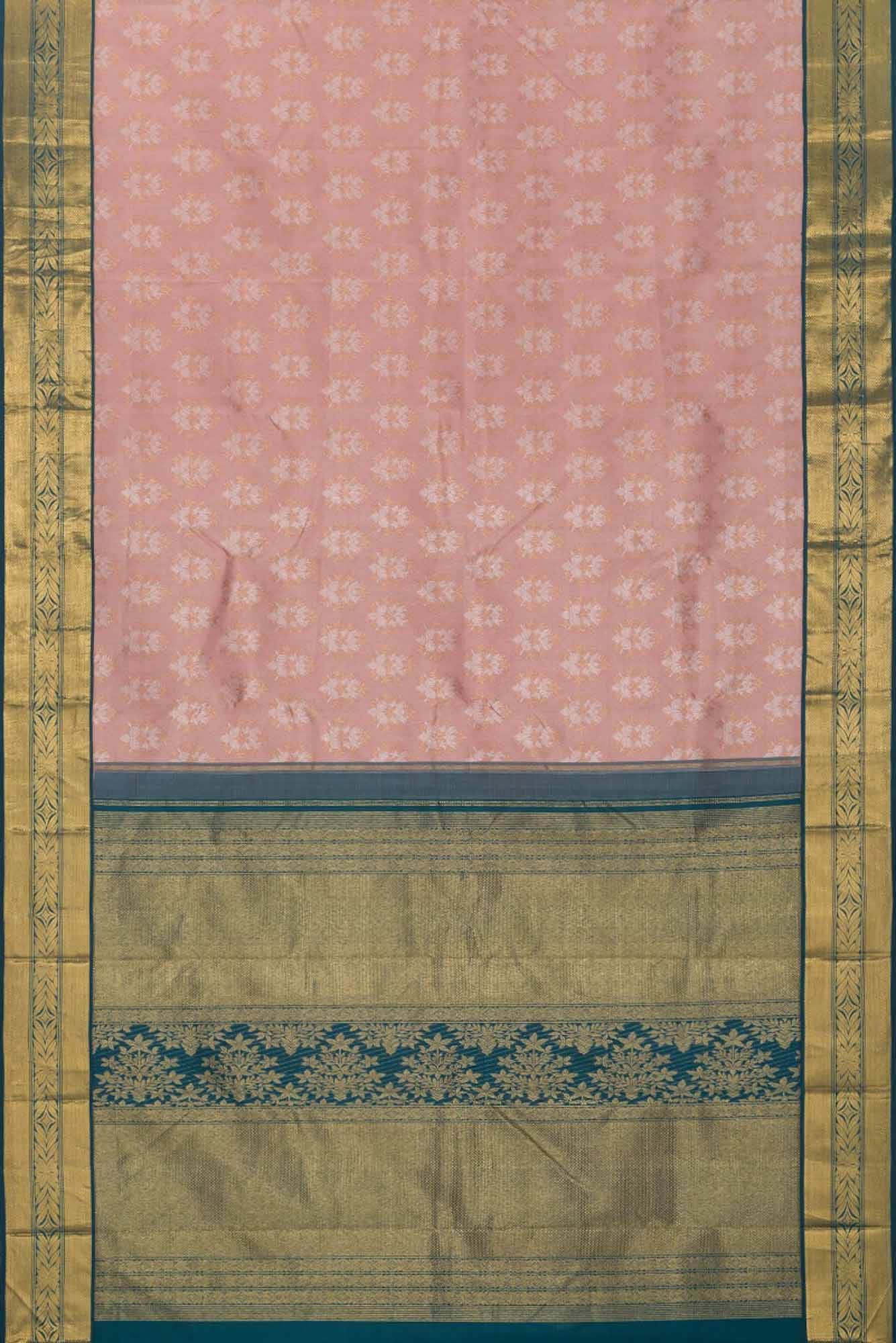 Malligai-Peach Kanchipuram Silk Saree - Image 4