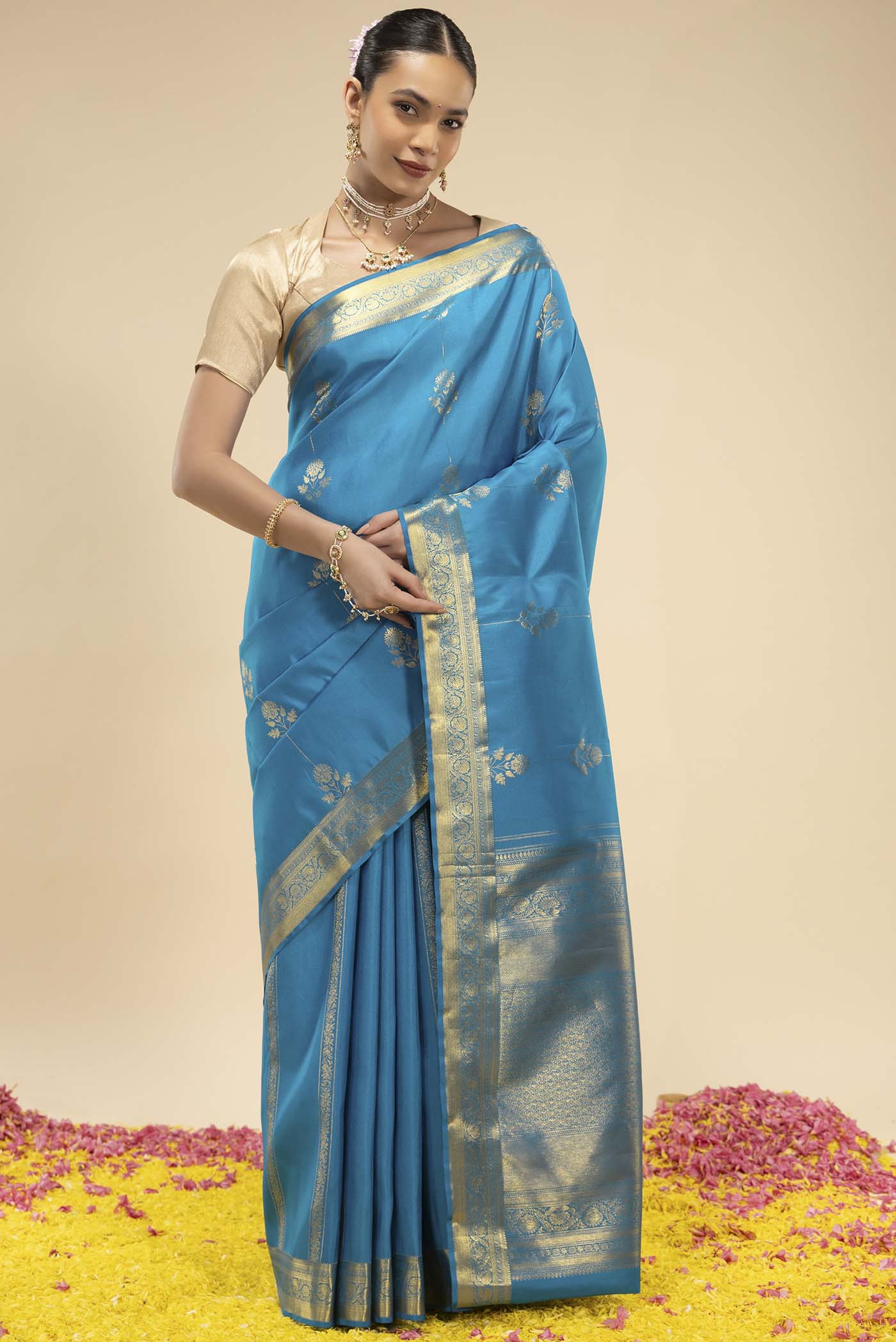 Mallika-Blue Kanchipuram Silk Saree