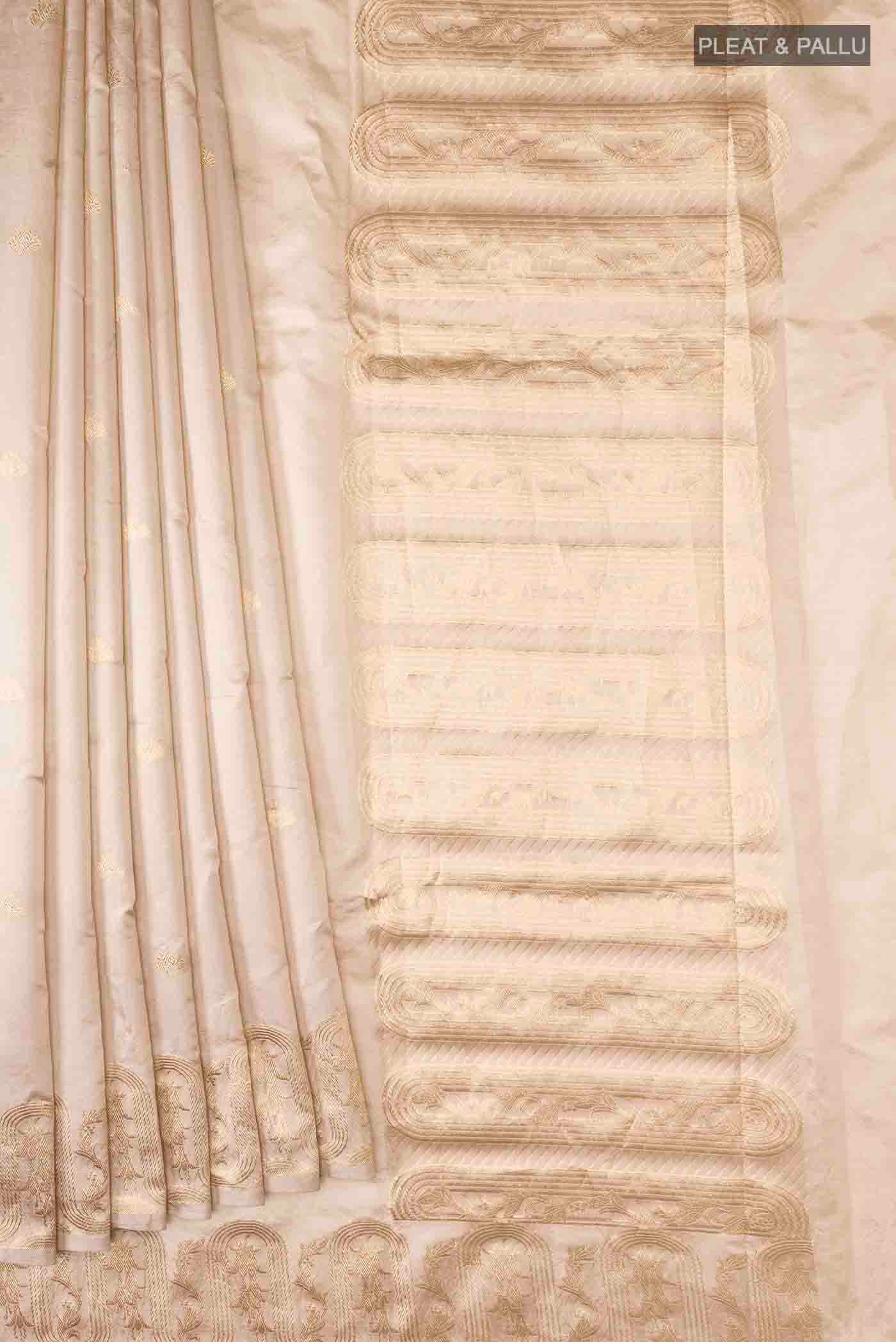 Mandhara-Beige Banarasi Katan Silk Saree - Image 3