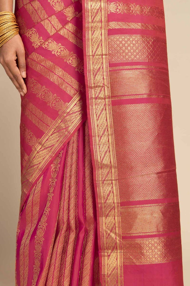 Mangalam-Pink Kanchipuram Silk Saree - Image 3