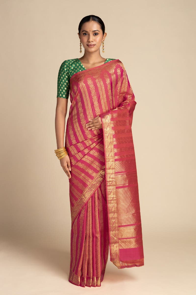 Mangalam-Pink Kanchipuram Silk Saree - Image 4