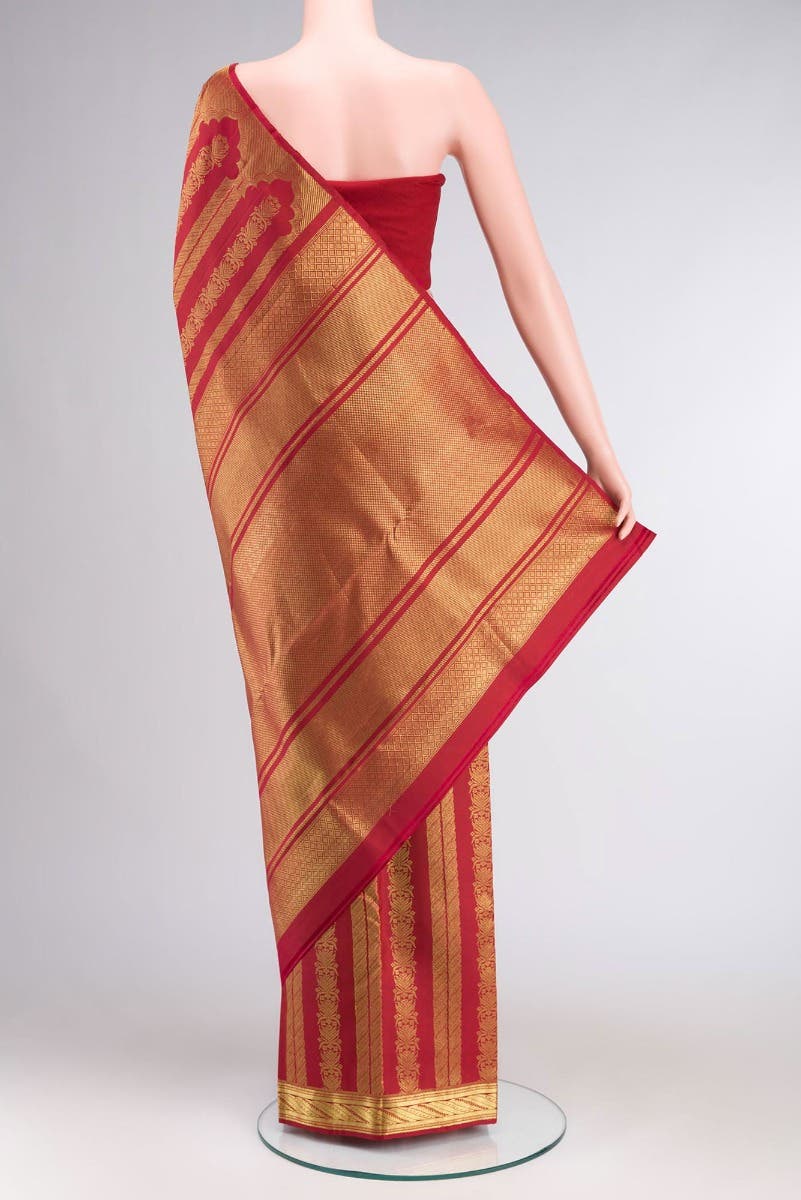 Mangalam-Red Kanchipuram Silk Saree - Image 4