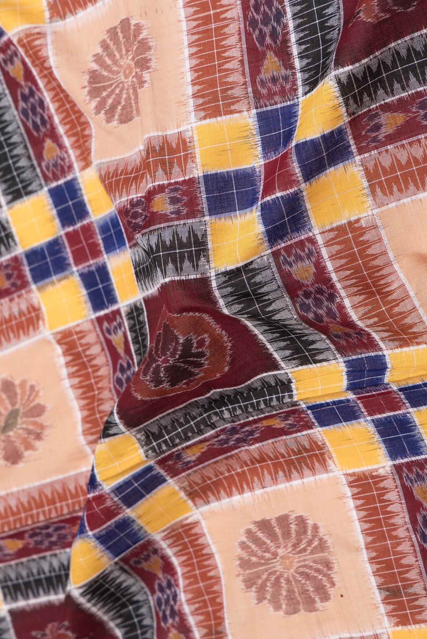 Maroon and Beige Color Double Ikat Saree - Image 2