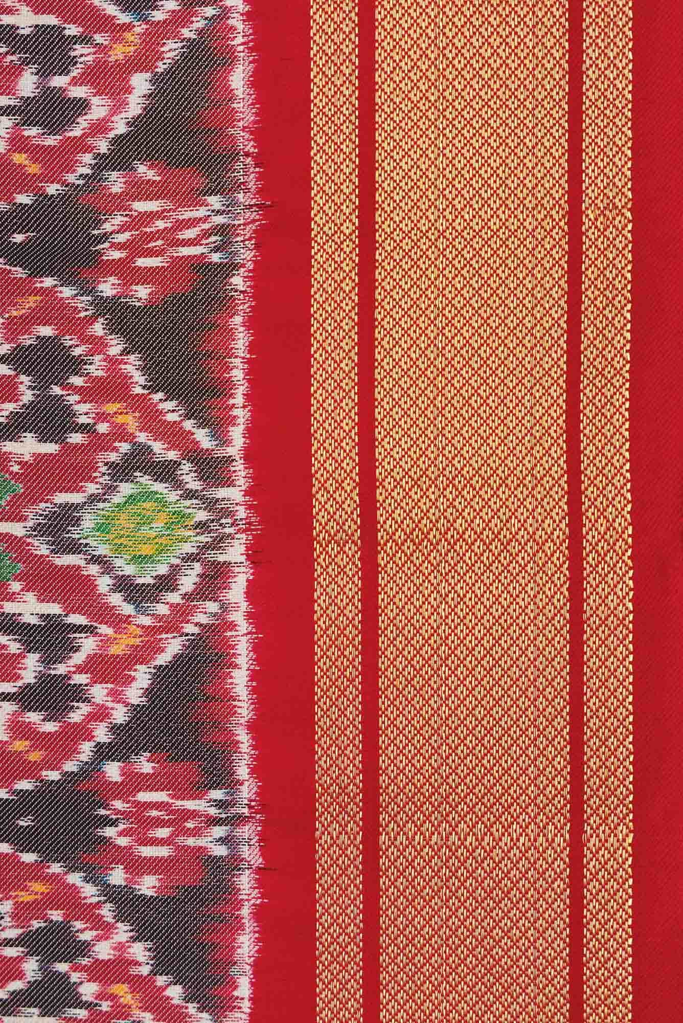 Pure Silk Pure Zari Maroon and Brown Dual Tone Double Ikat Saree - Image 5