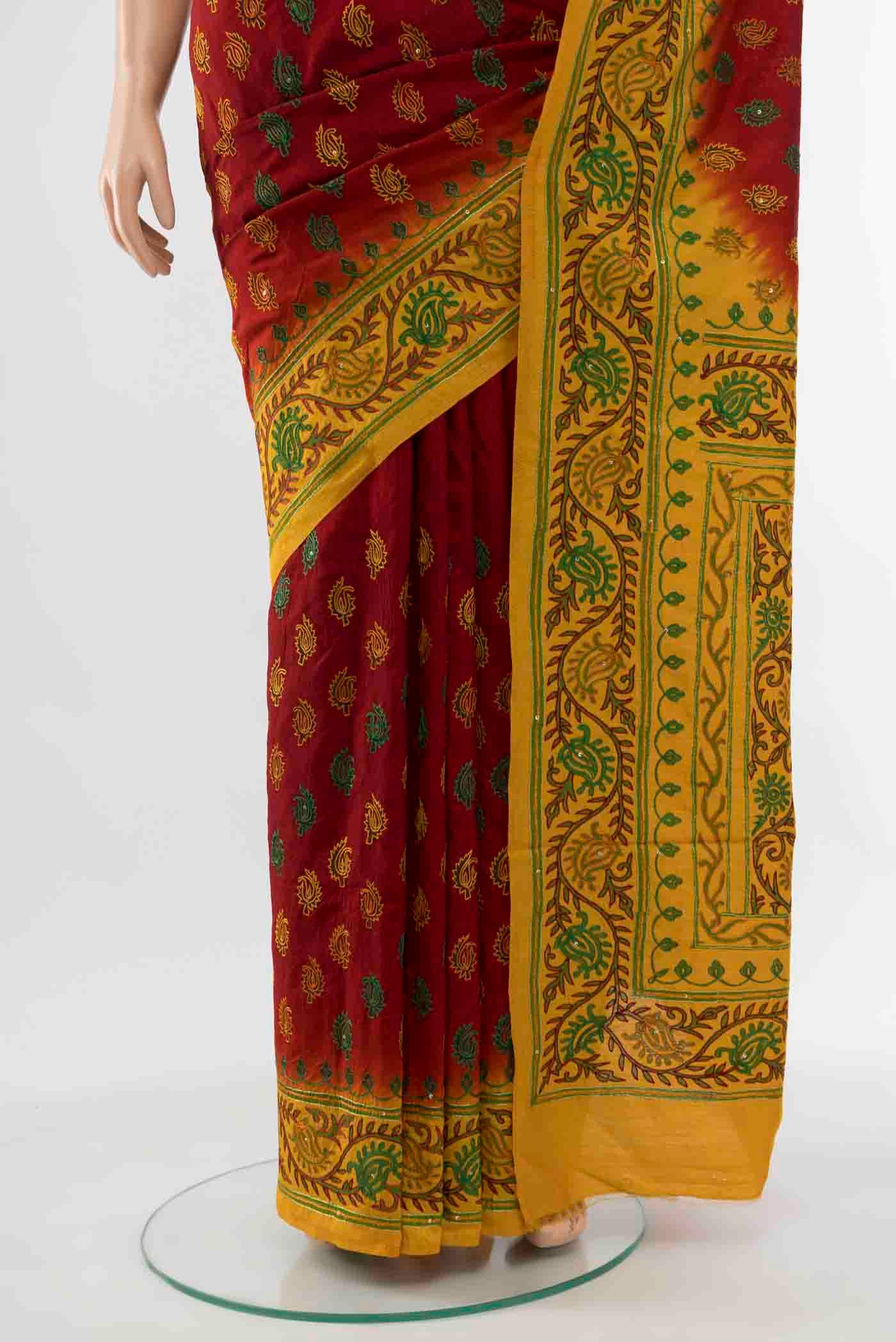 Maroon Blended Raw Silk Saree - Image 3
