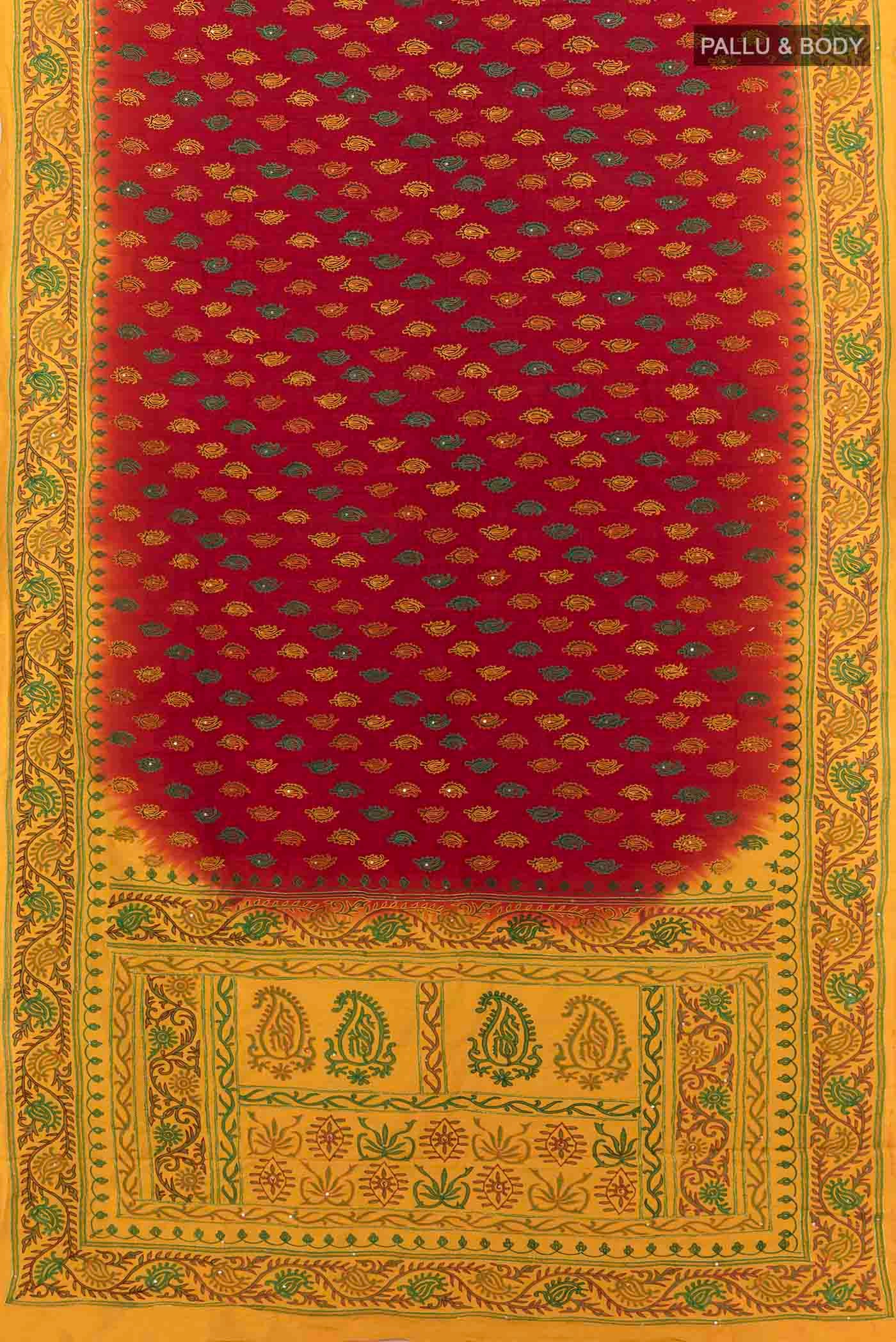 Maroon Blended Raw Silk Saree - Image 5