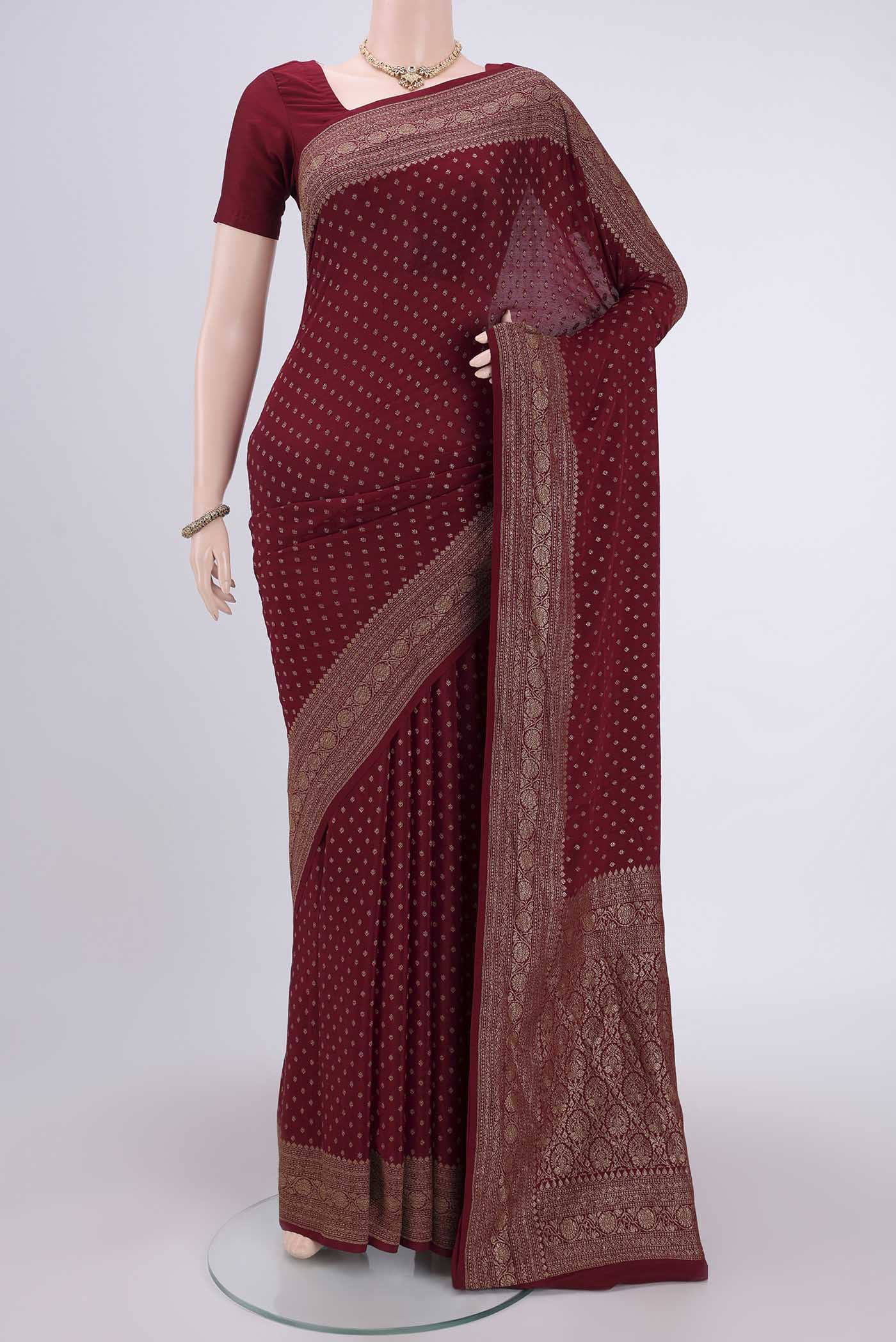 Maroon Banarasi Georgette Saree