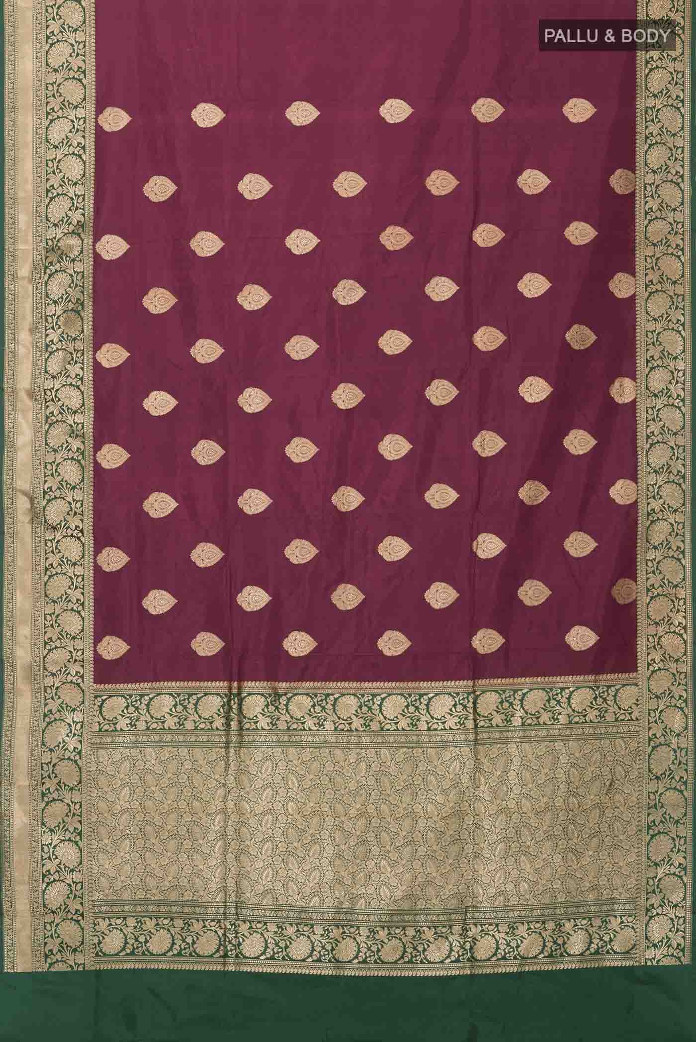 Maroon Banarasi Katan Silk Saree - Image 5