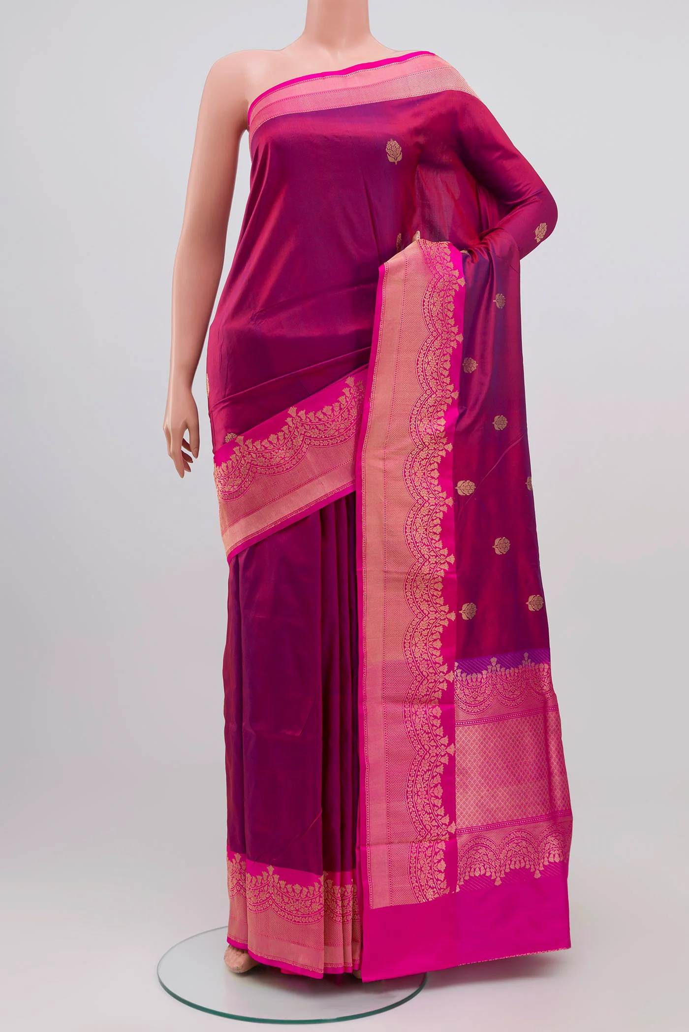 Magenta Banarasi Katan Silk Saree