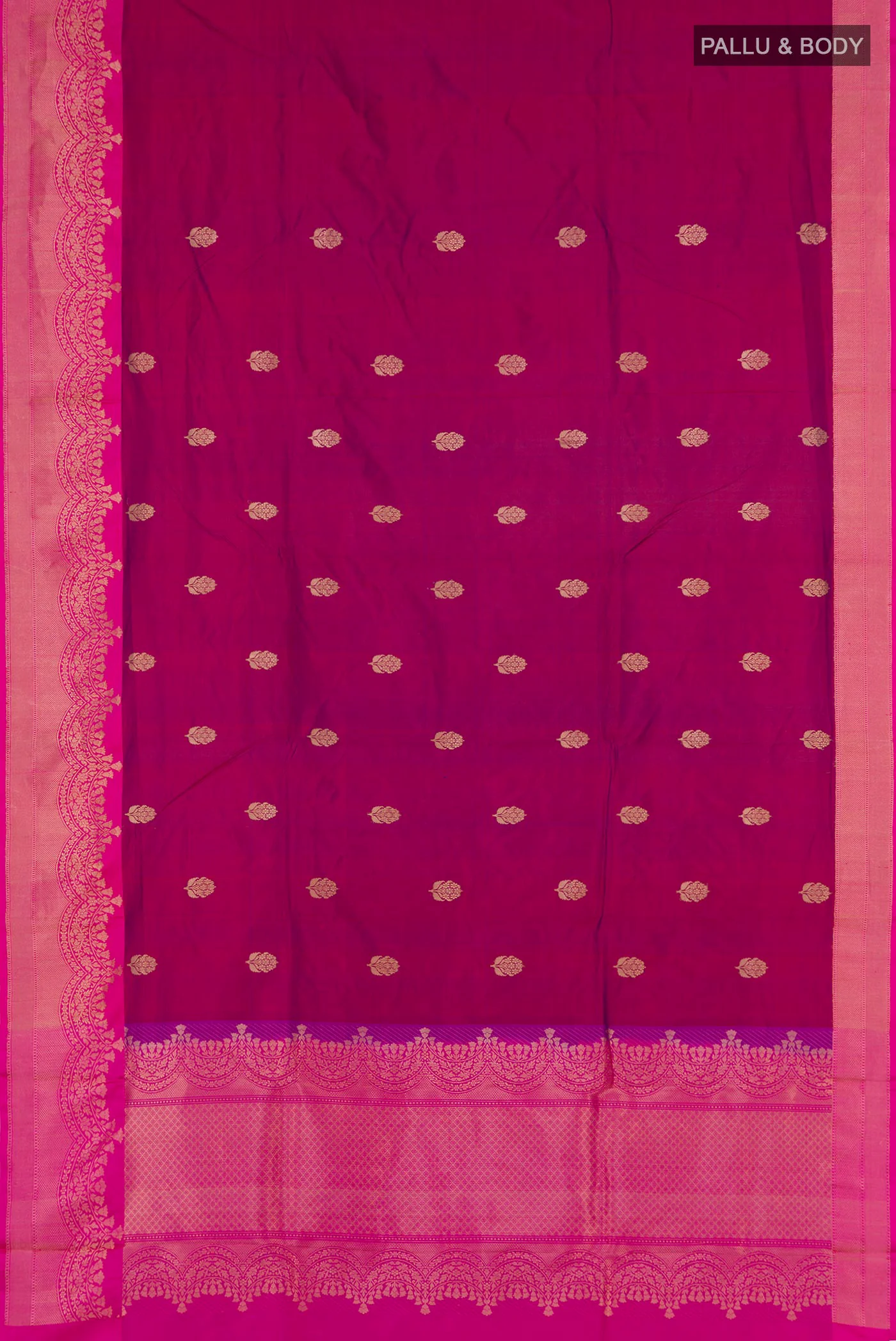 Magenta Banarasi Katan Silk Saree - Image 5