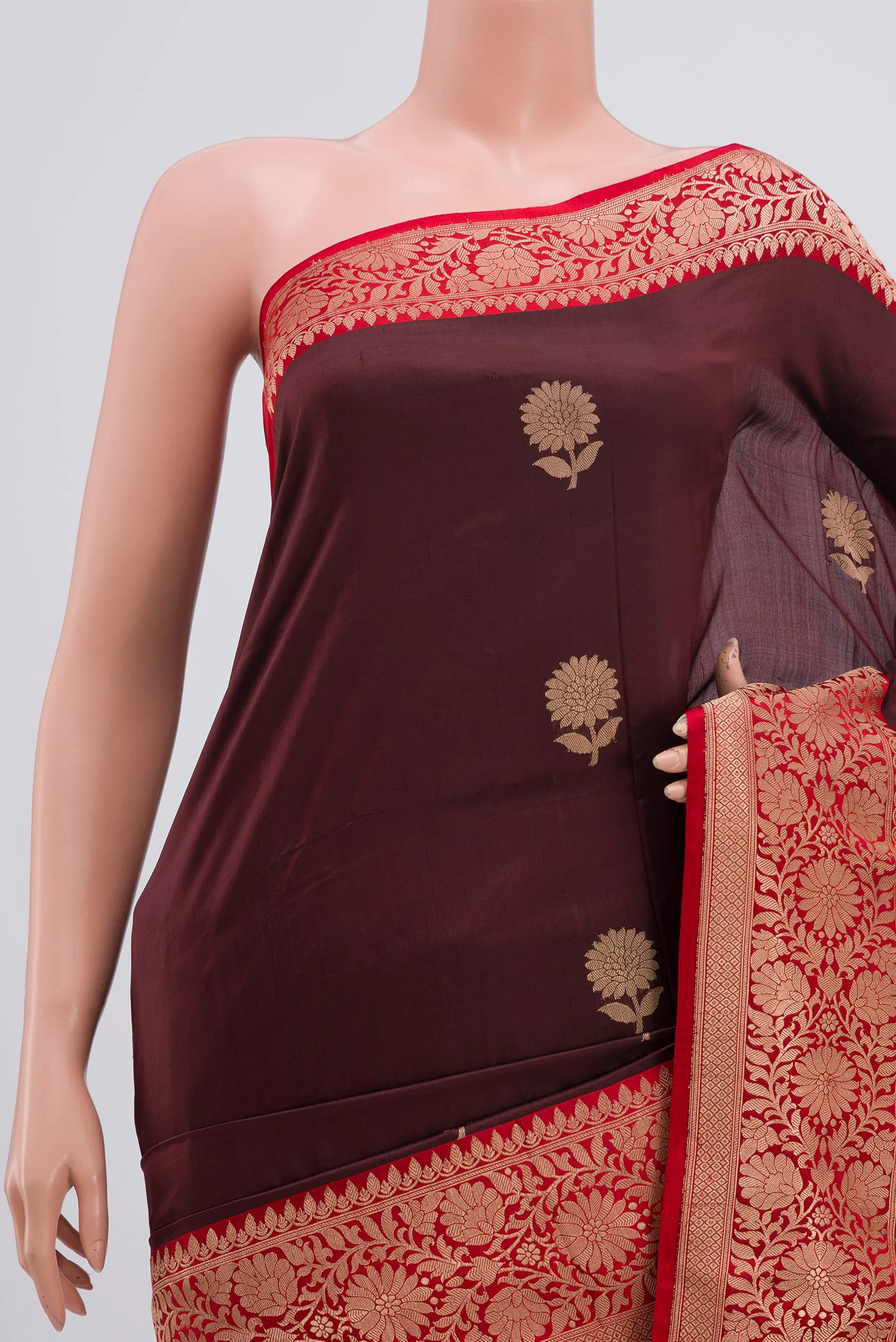 Coffee Brown Banarasi Katan Silk Saree - Image 2