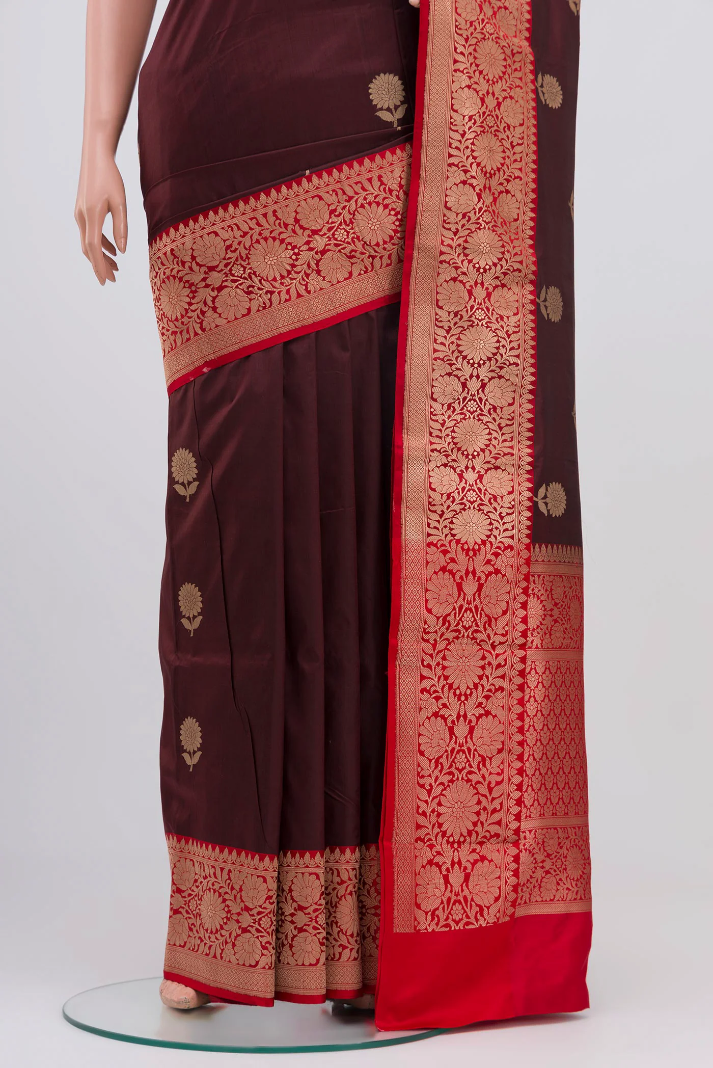 Coffee Brown Banarasi Katan Silk Saree - Image 3
