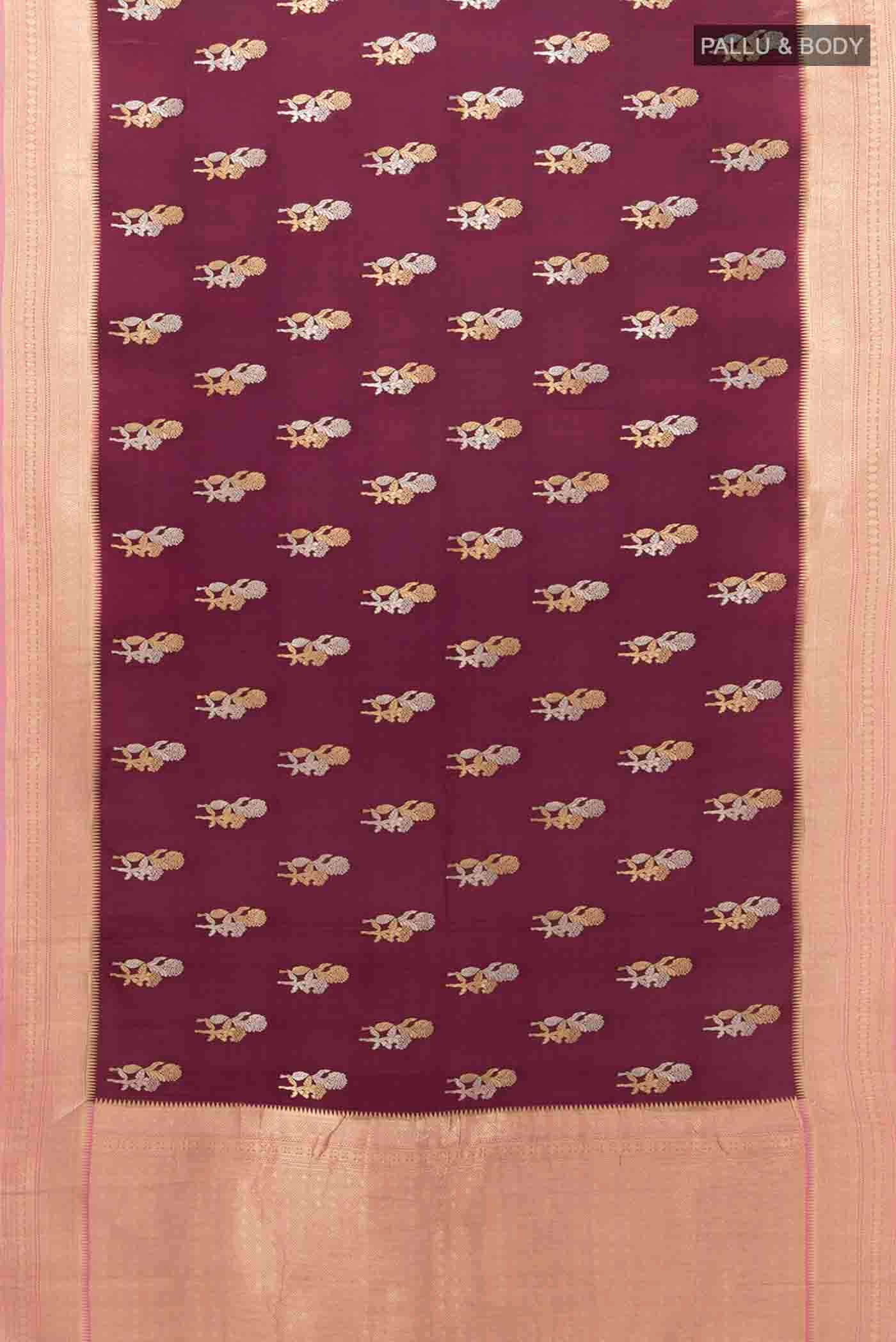 Maroon Banarasi Raw Silk Saree - Image 5