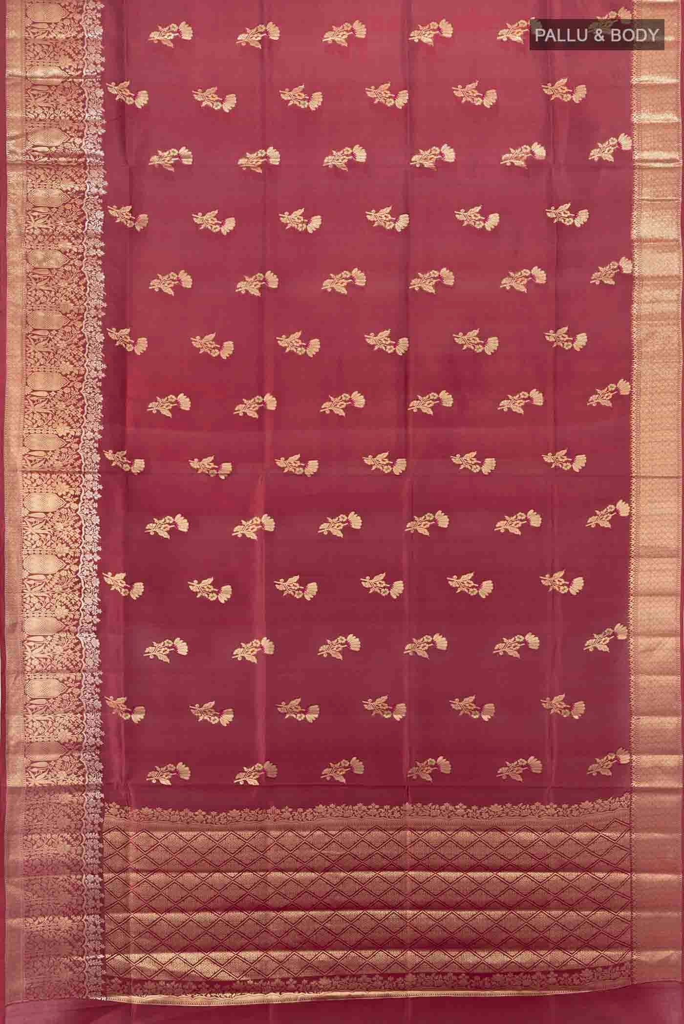 Maroon Banarasi Raw Silk Saree - Image 3