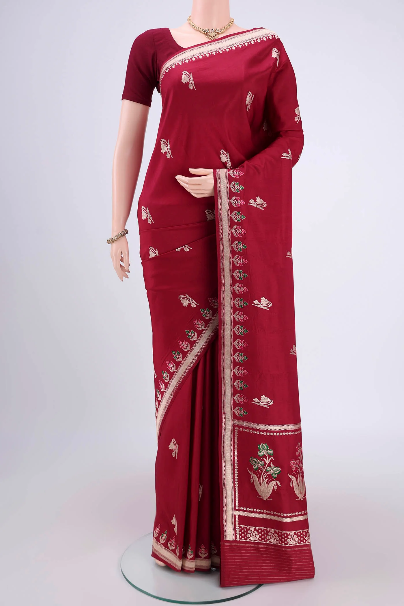 Maroon Banarasi Silk Saree