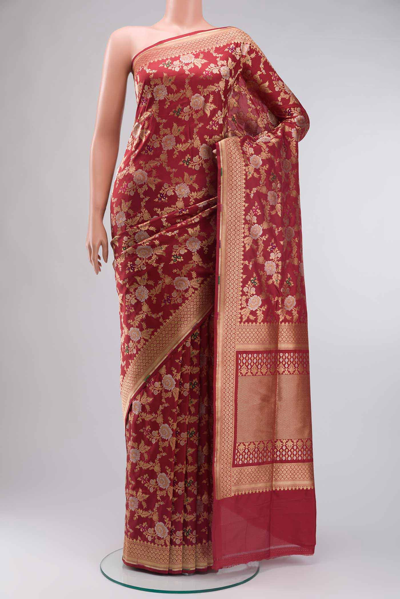 Maroon Banarasi Silk Saree