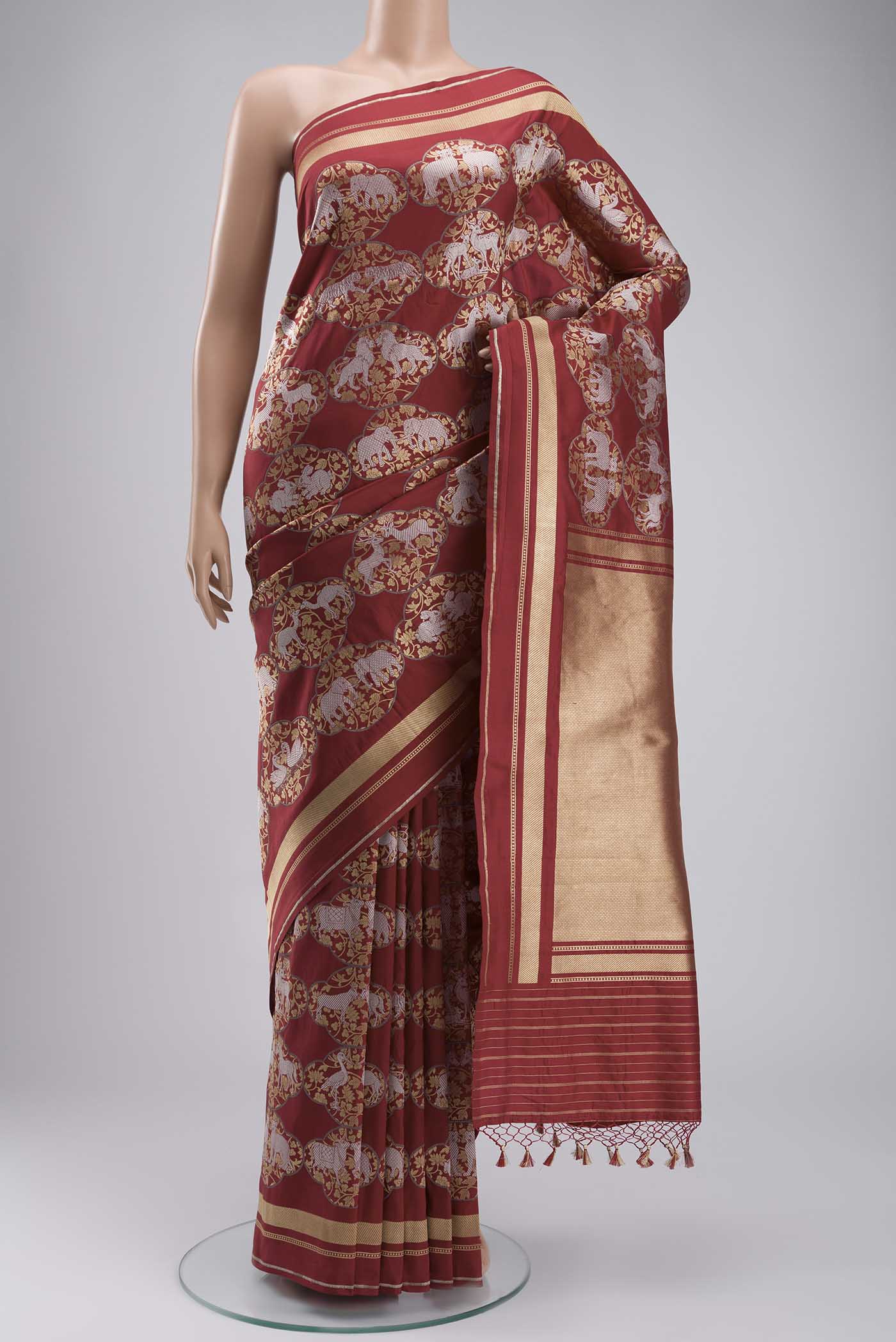 Maroon Banarasi Silk Saree