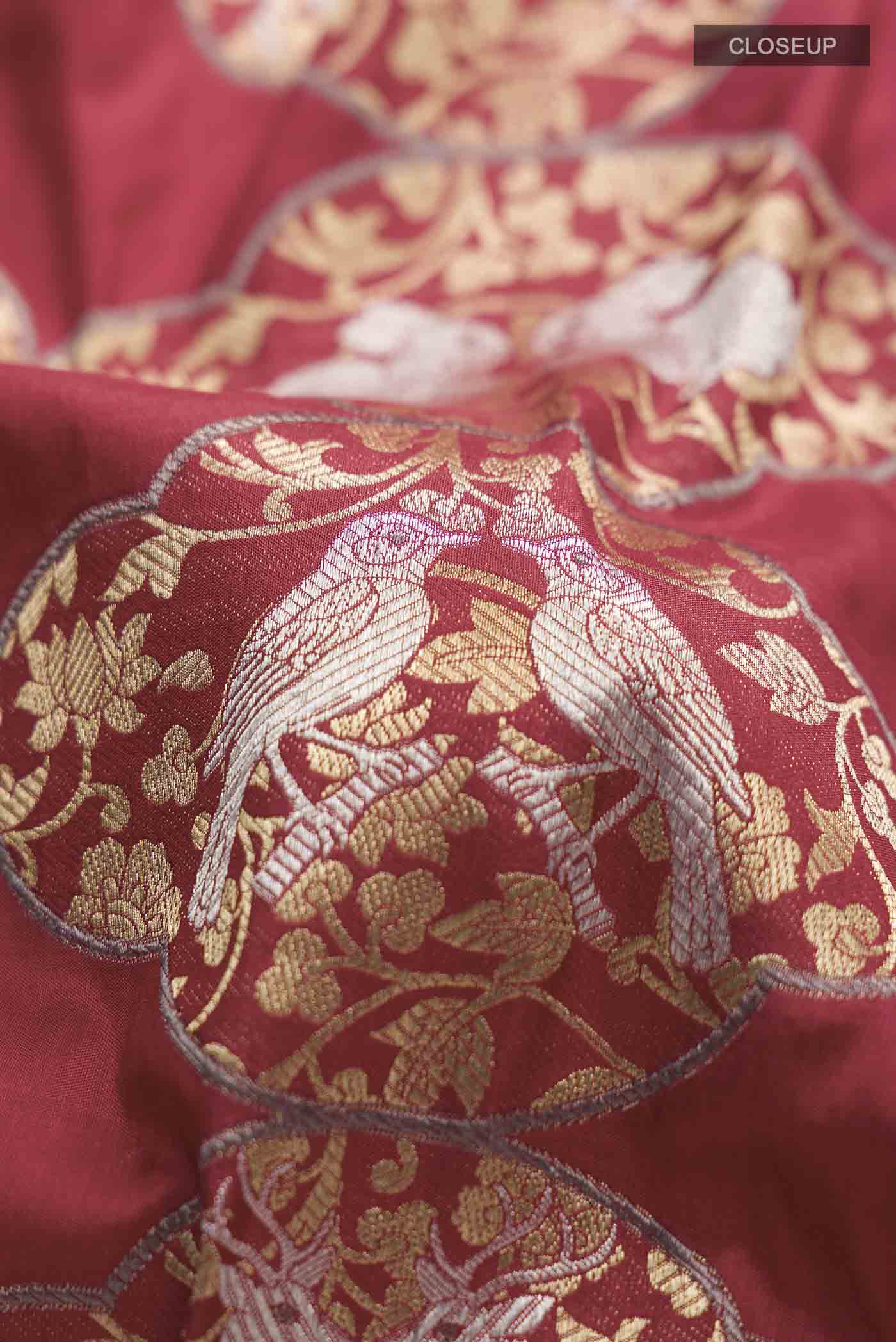 Maroon Banarasi Silk Saree - Image 2