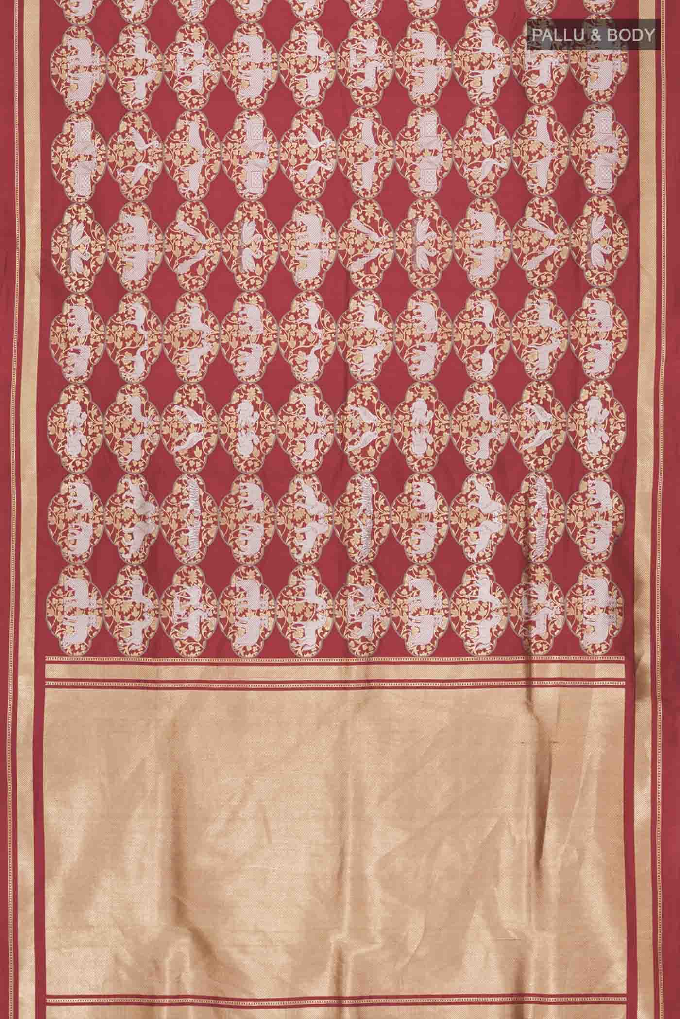 Maroon Banarasi Silk Saree - Image 6