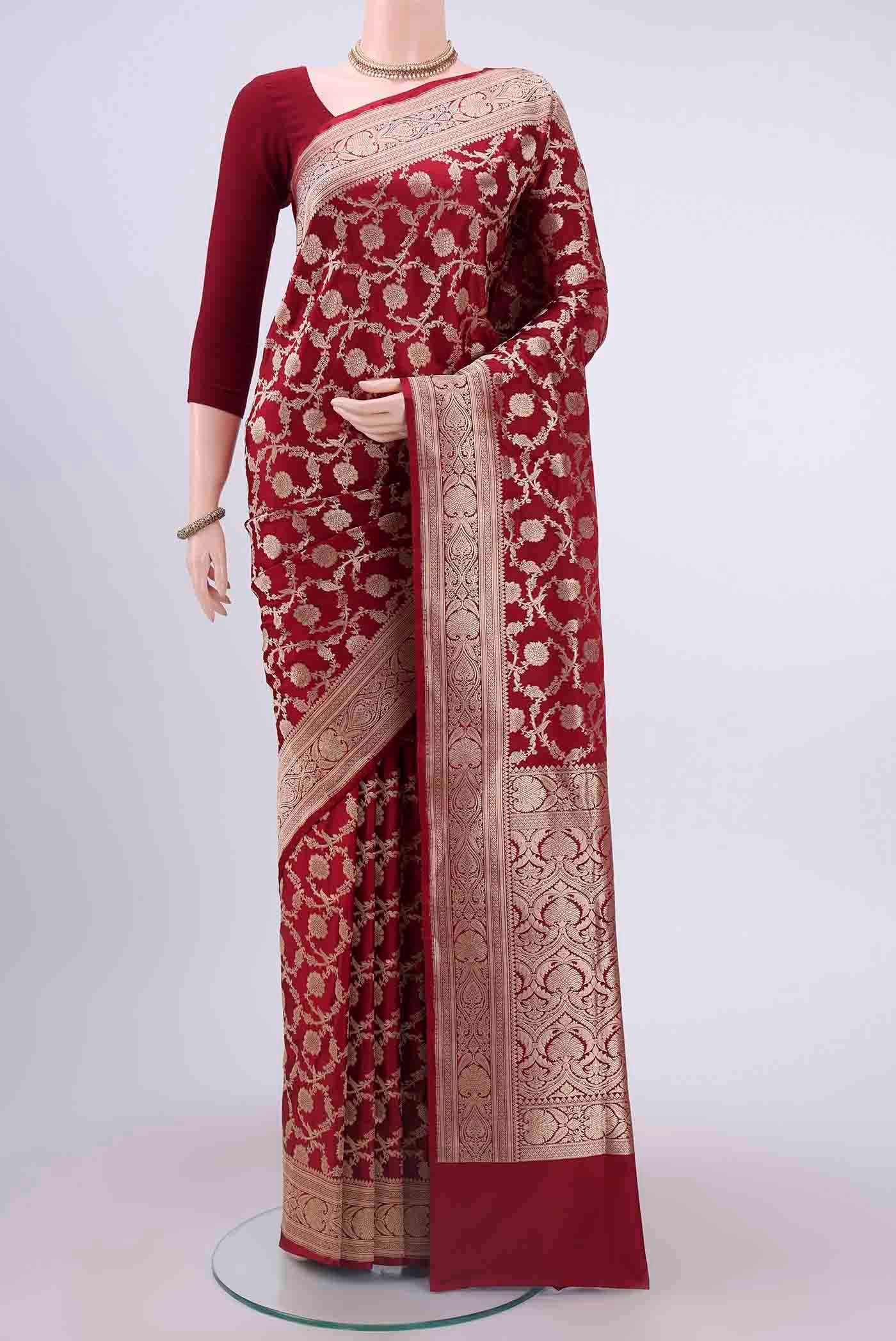 Maroon Banarasi Silk Saree