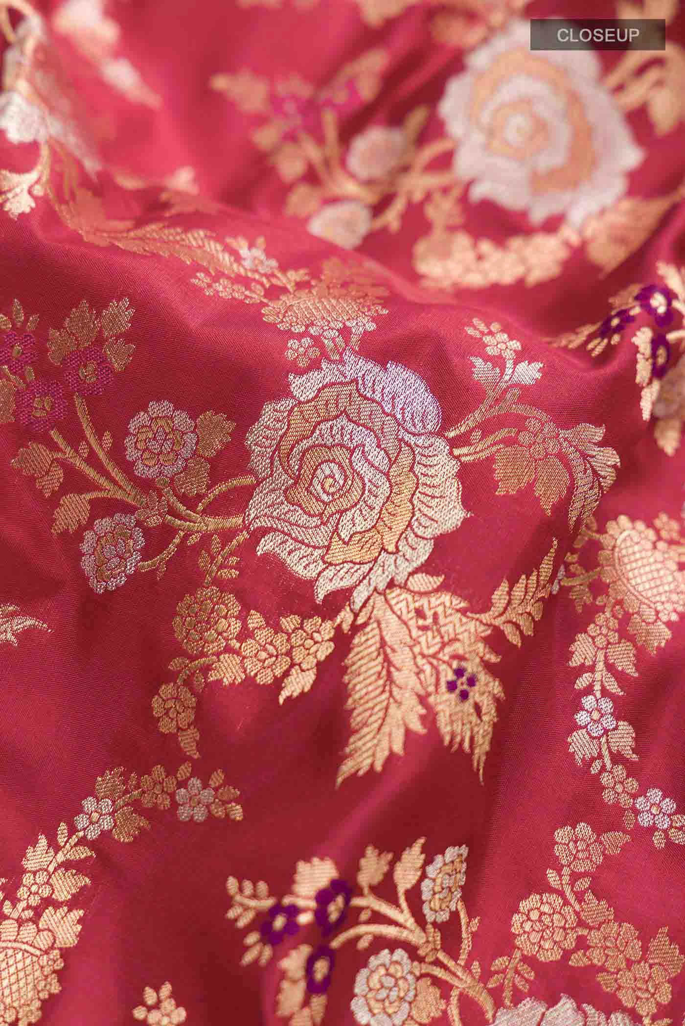 Maroon Banarasi Silk Saree - Image 2