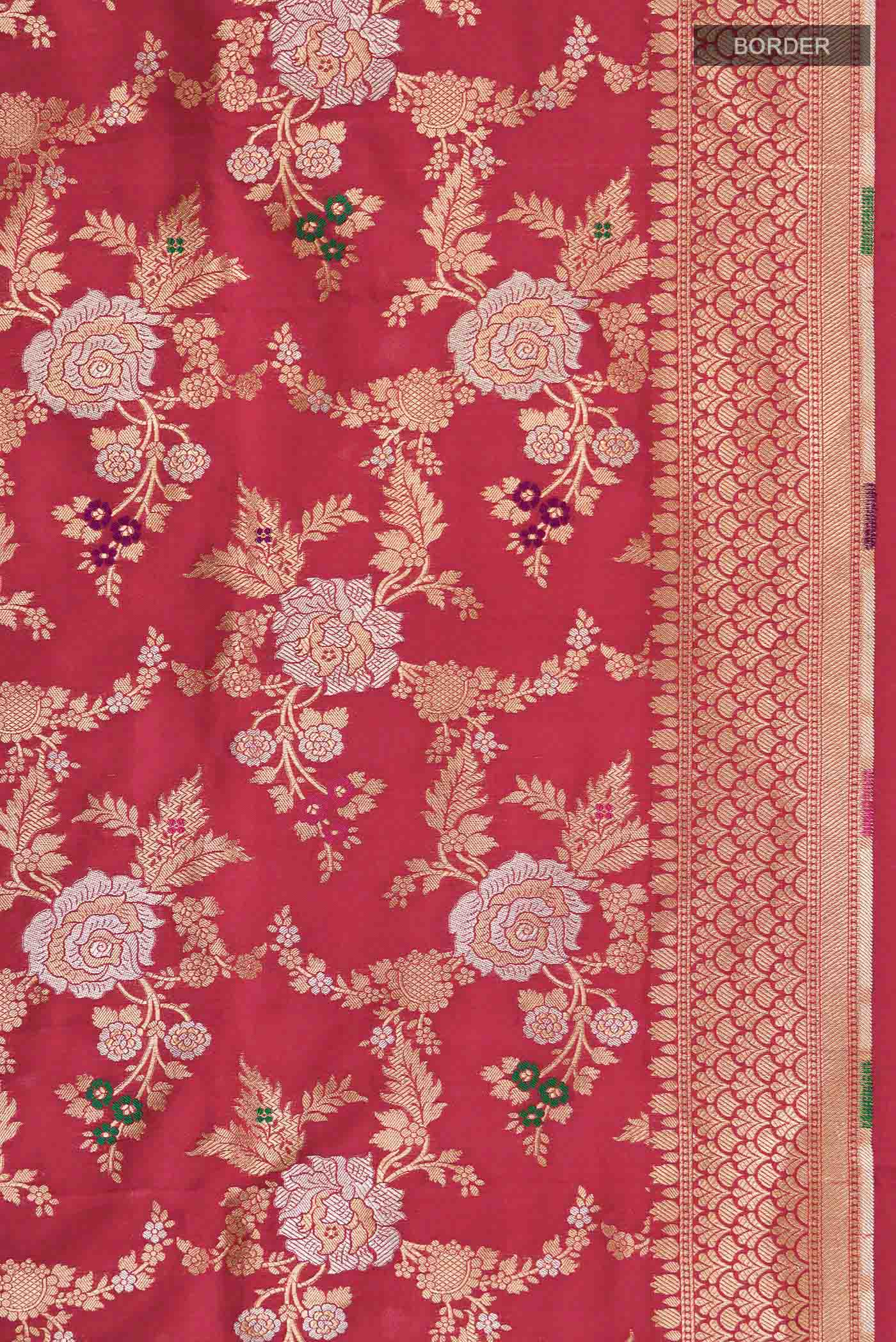 Maroon Banarasi Silk Saree - Image 3
