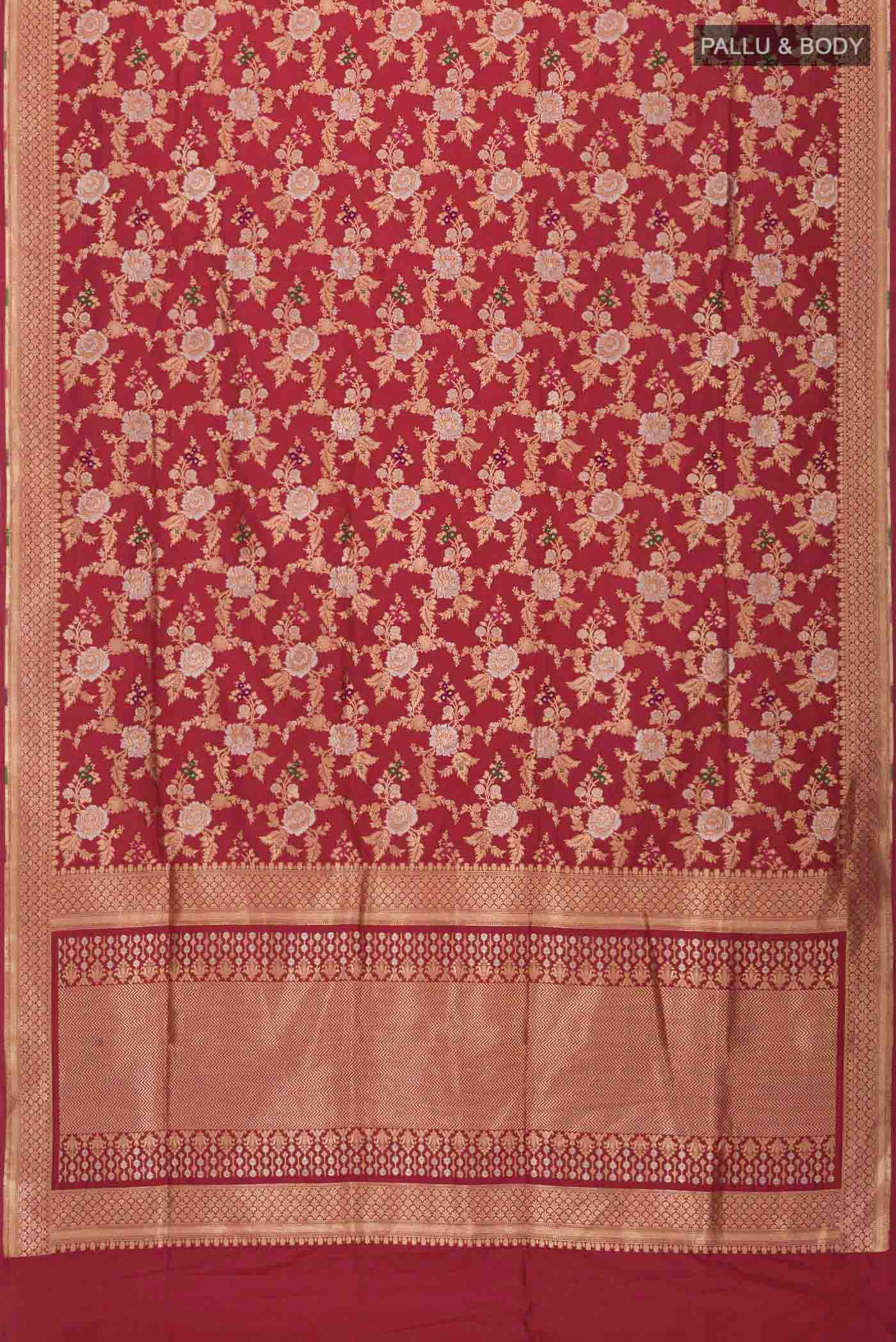 Maroon Banarasi Silk Saree - Image 6