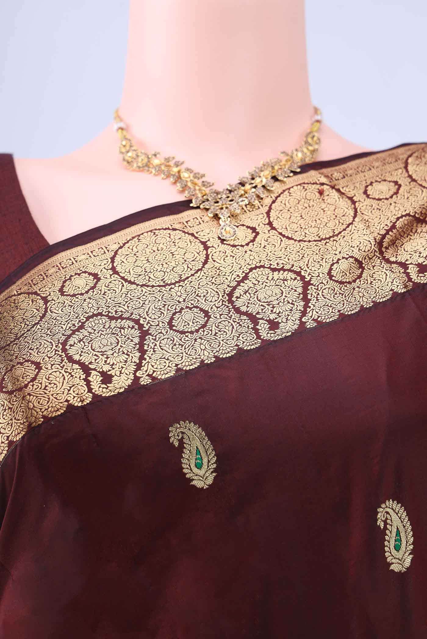 Maroon Bangalore Silk - kadyal Saree - Image 3