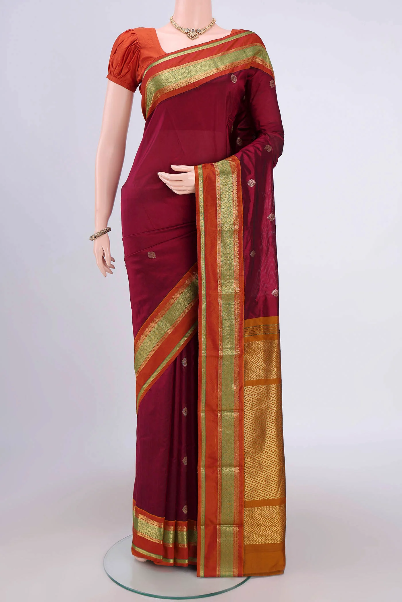 Maroon Blended Bangalore Silk Saree