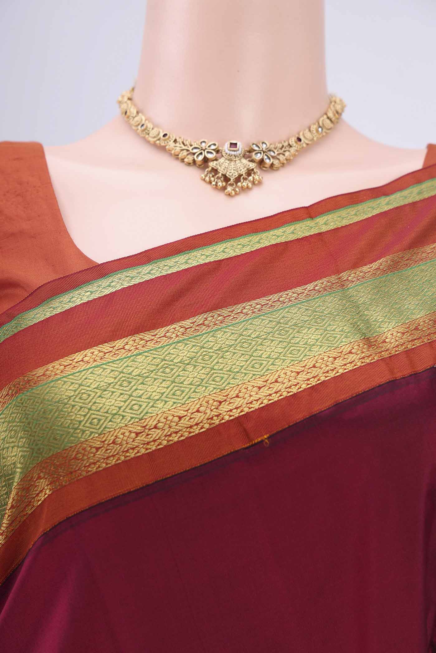 Maroon Blended Bangalore Silk Saree - Image 2